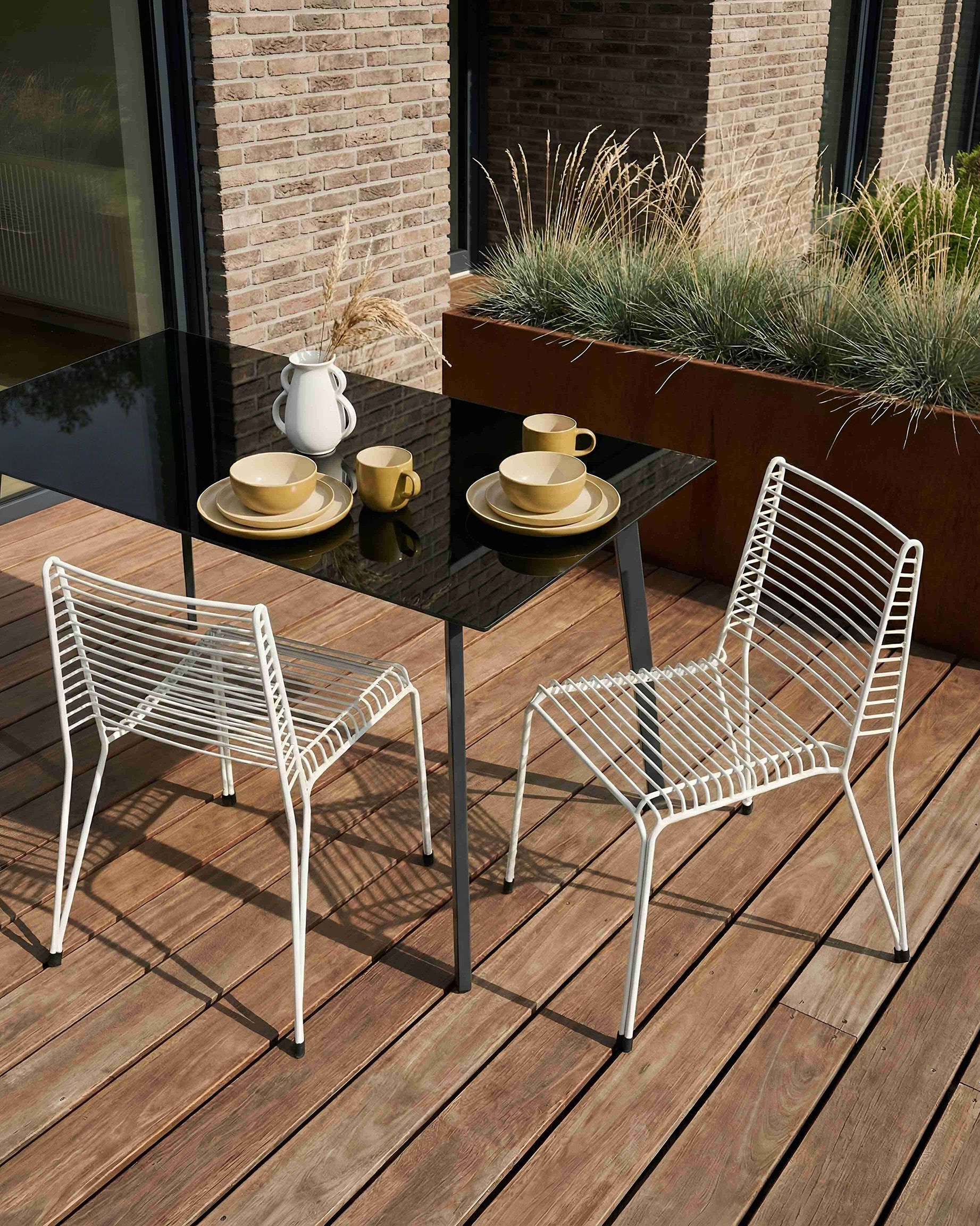 Set of 2 Garden Chairs CHIEVE Metal White