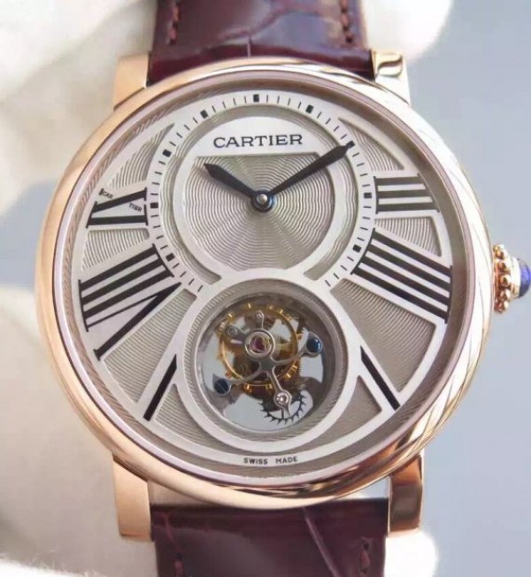 Replica Cartier Rotonde De Cartier Tourbillon RG Leather Strap - Top club