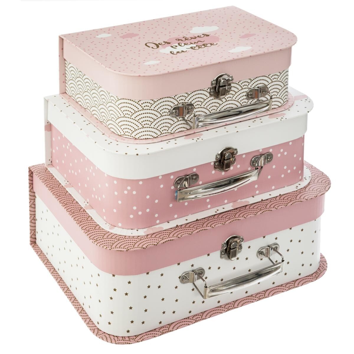 Set of 3 suitcases "Douceur" Pink, L.24/27/30 cm