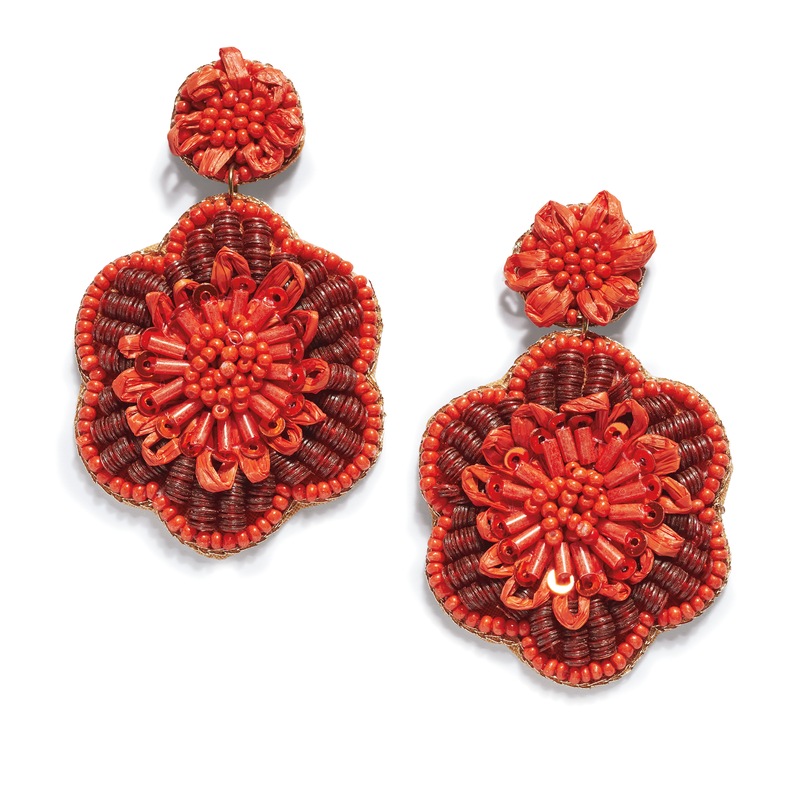 Red Bead Flower Earrings - MIDNIGHT VELVET CATALOG