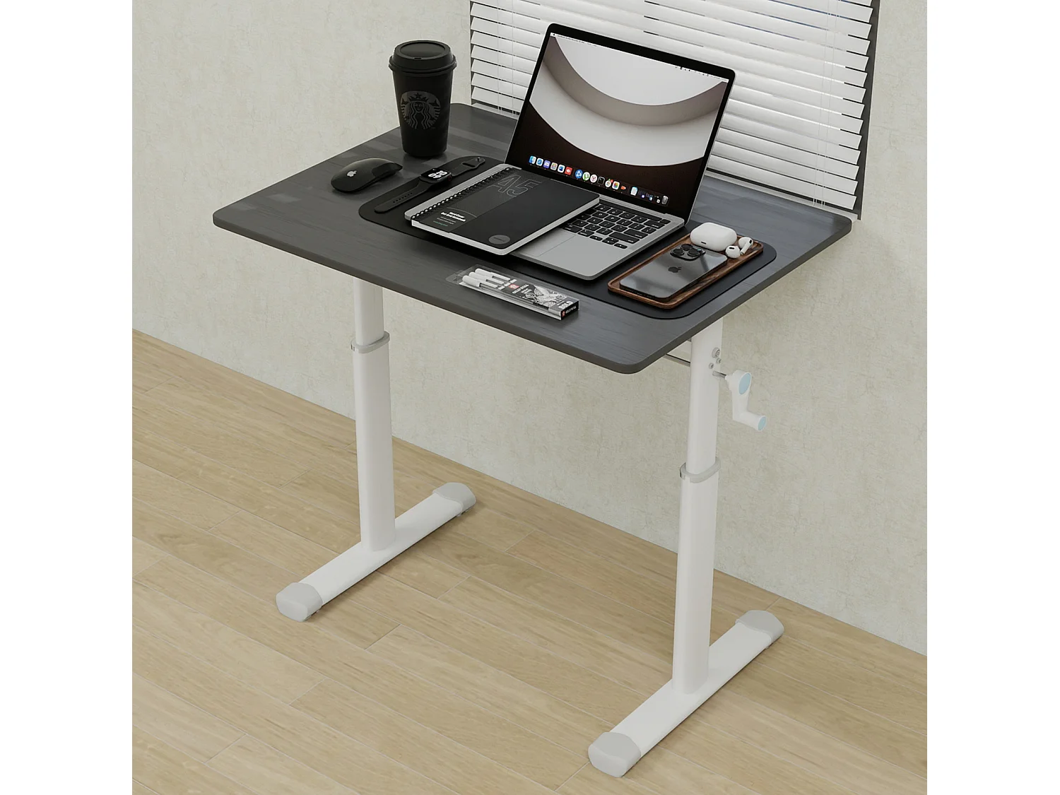 Bureau réglable en hauteur pour enfants et adultes - Gris et blanc 80x60 cm