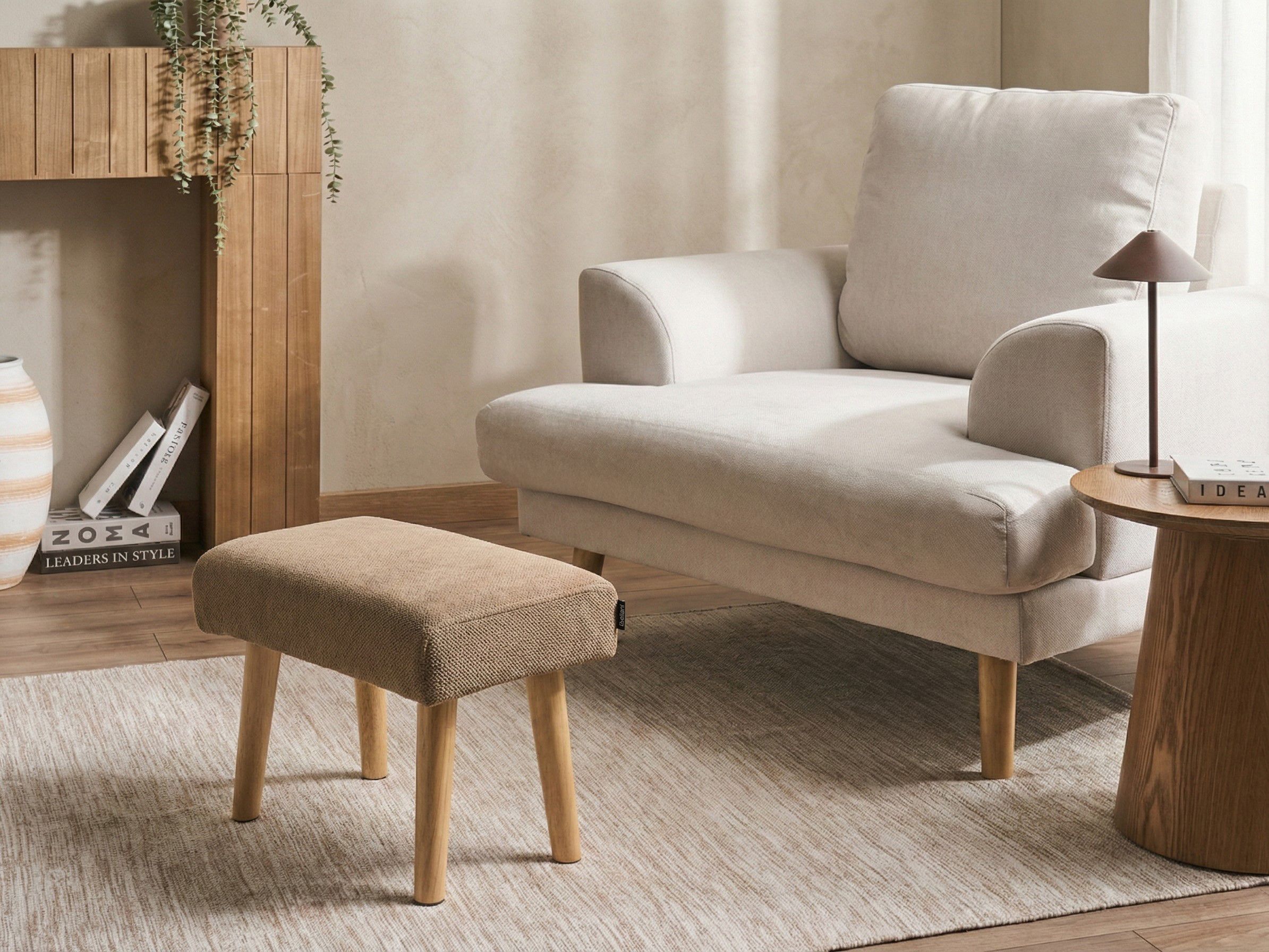 Footstool TAKOMA Fabric Brown