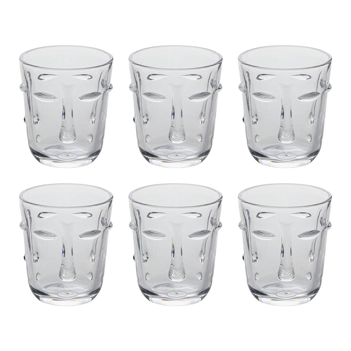 Set of 6 low tumblers "Visage" Glass, 300 ml, Transparent