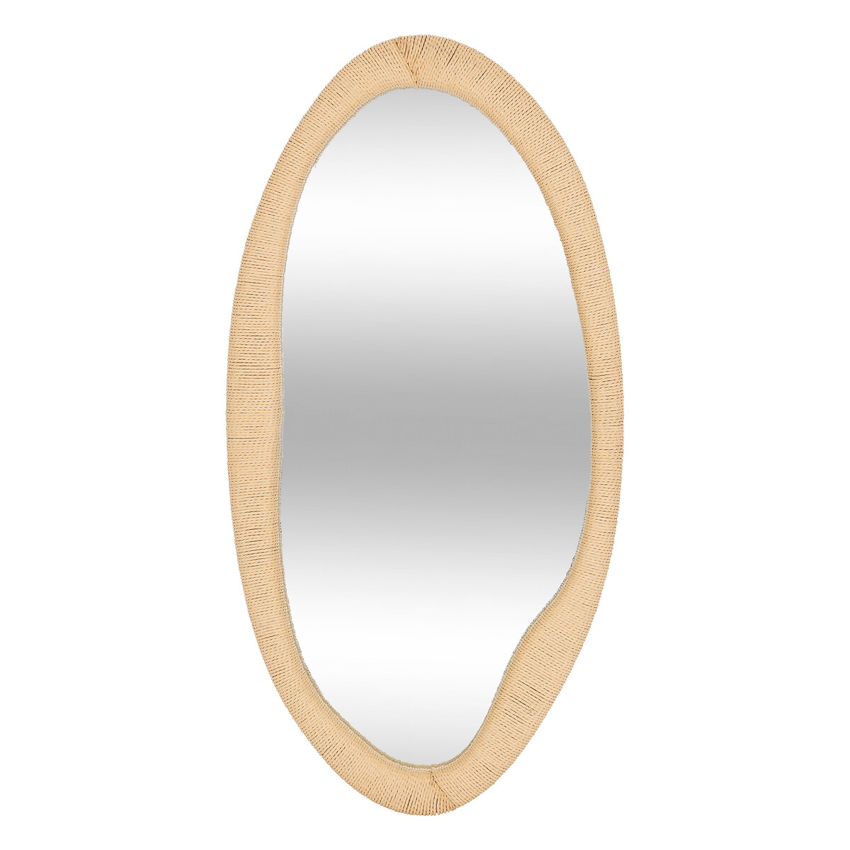 Organic rope mirror "Laia" Beige, H.114 cm
