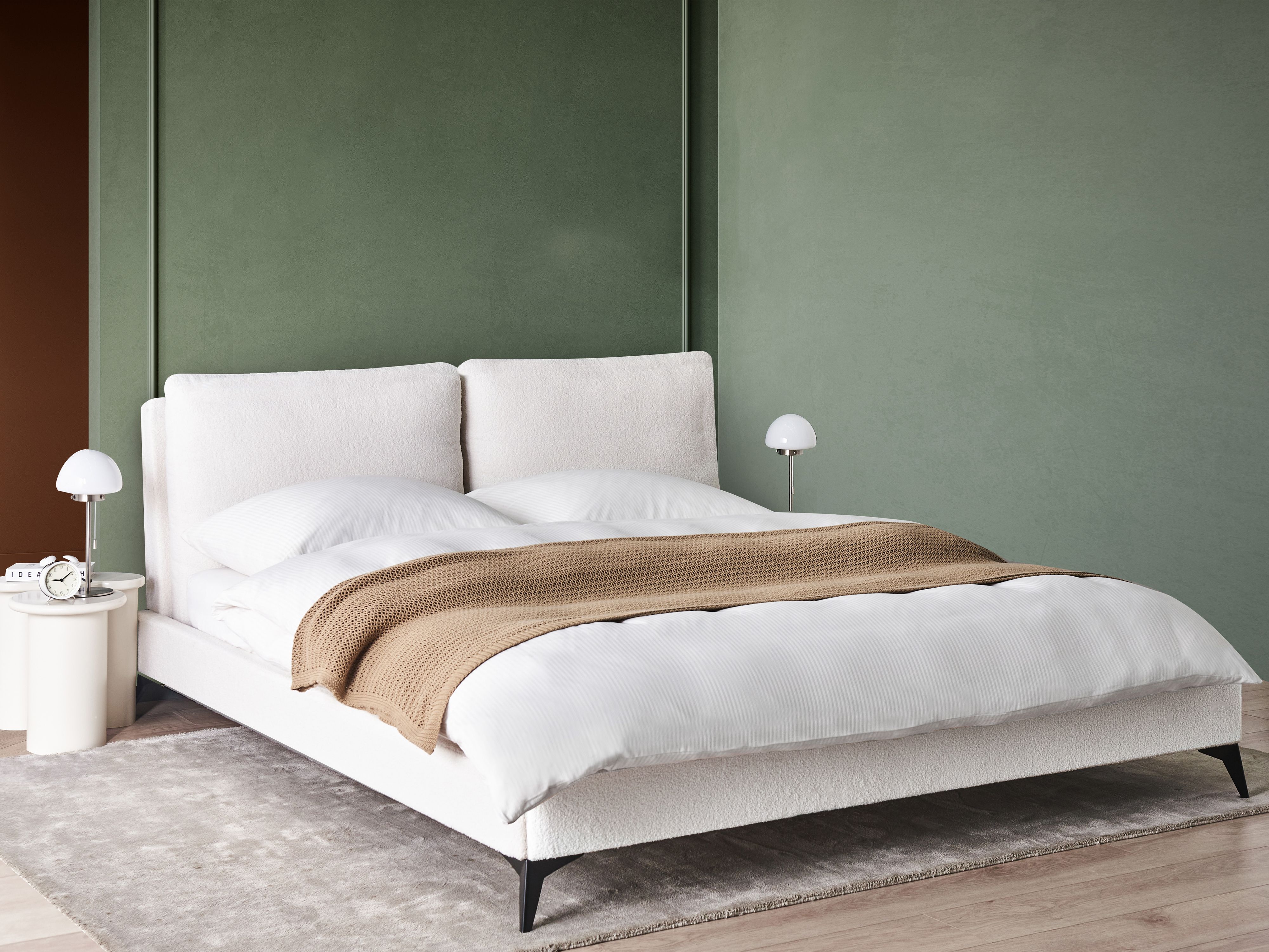 Bed Boucle MELLE 180 x 200 cm (EU Super King) Off-White