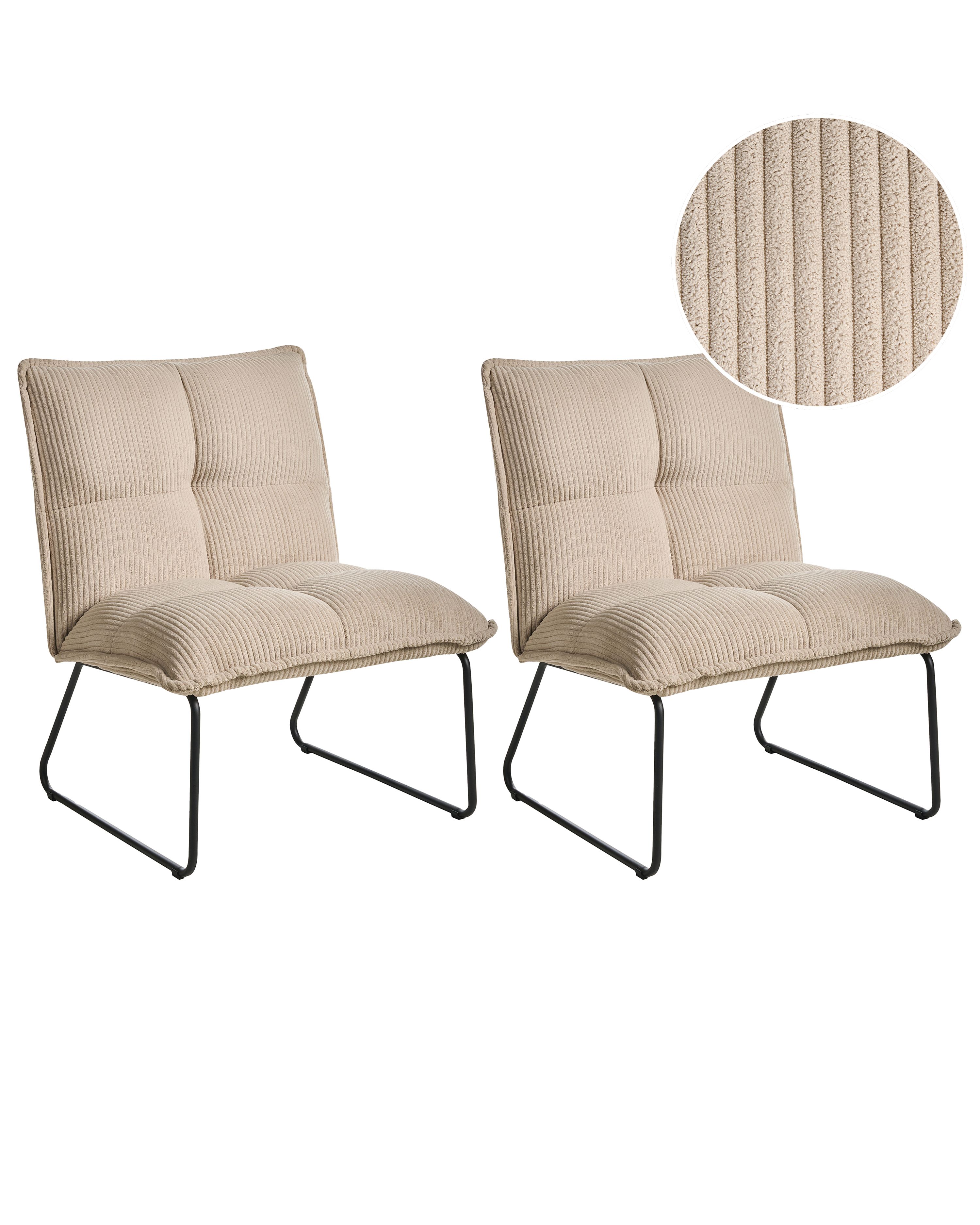 Set of 2 Armchairs BJASTA Corduroy Beige