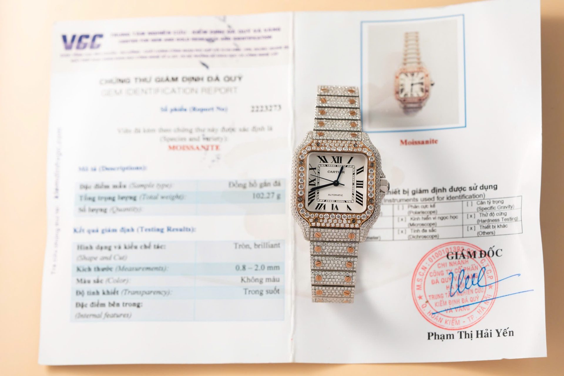 Cartier Santos Replica Watch With Full Diamond Moissanite Hong Kong 35mm - Top club