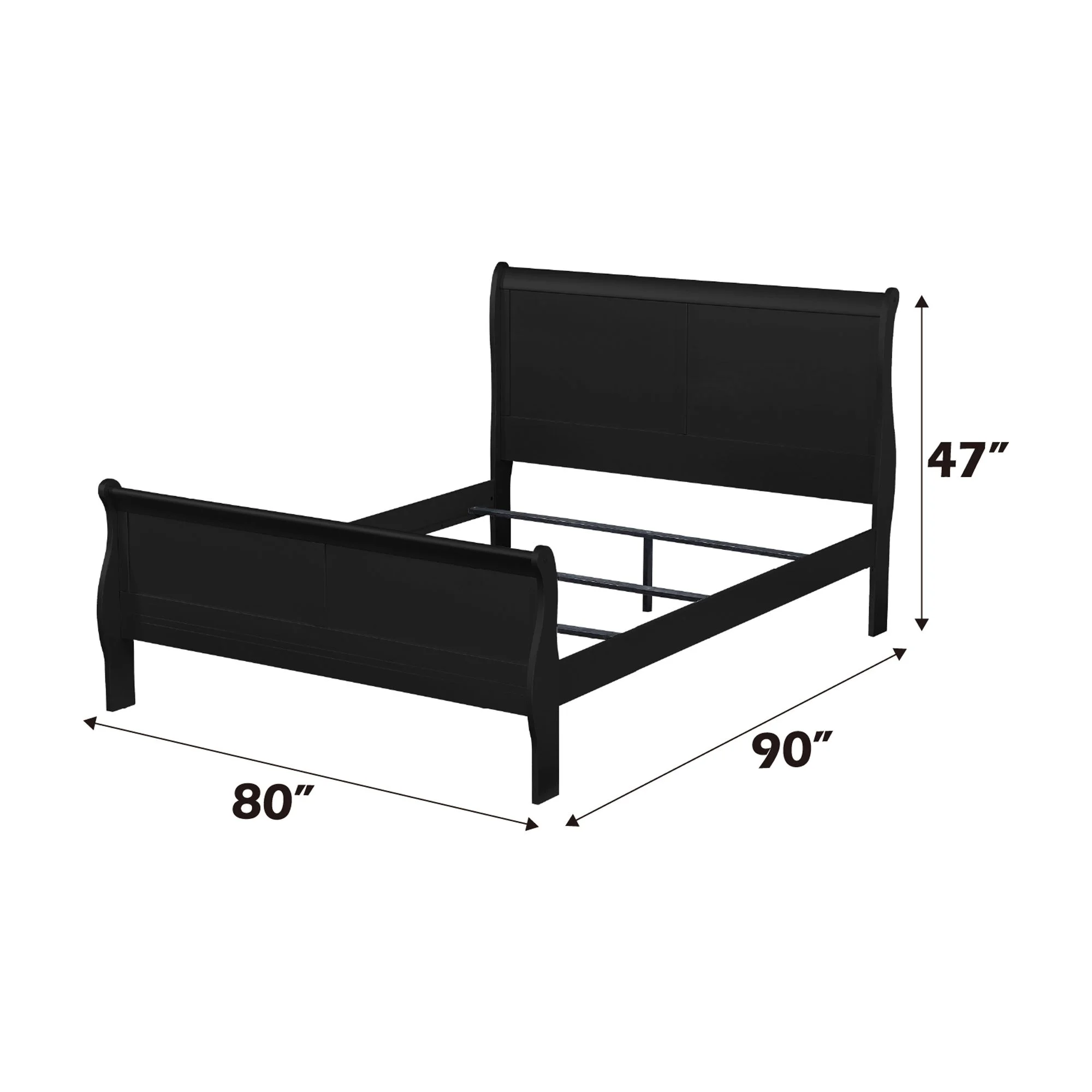 Bedroom Sets Louis Philippe Black Finish 2PCS Bedroom Set (E. King),Bedroom Furniture Sets