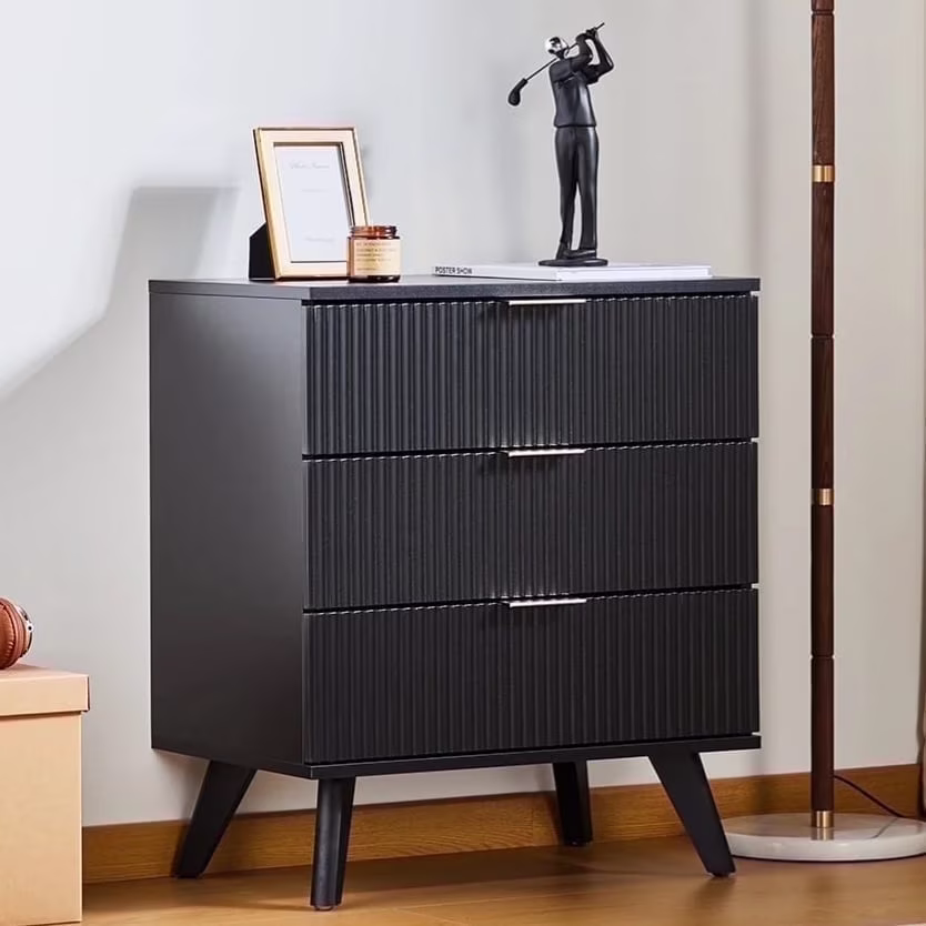 YOCWO Fluted Nightstand for Bedroom Set of 2 , Wood Bedside Table Set of 2 with Drawers, Black - Image 27