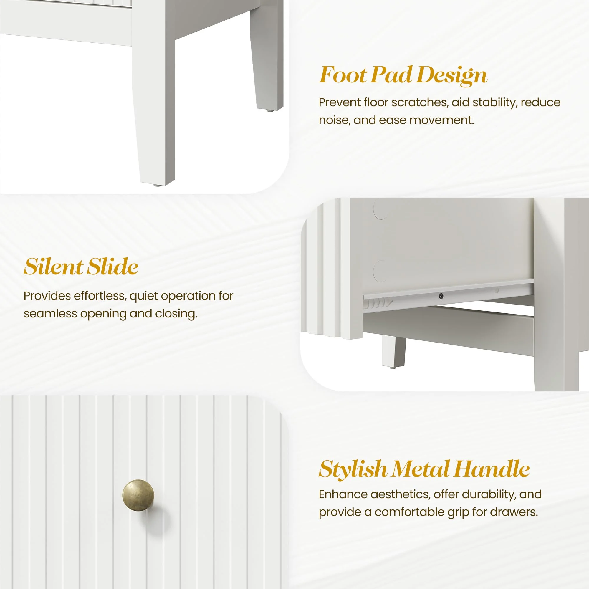 Heynemo Beige 6 Drawer Dresser, Fluted Modern Wood Chest - Image 33