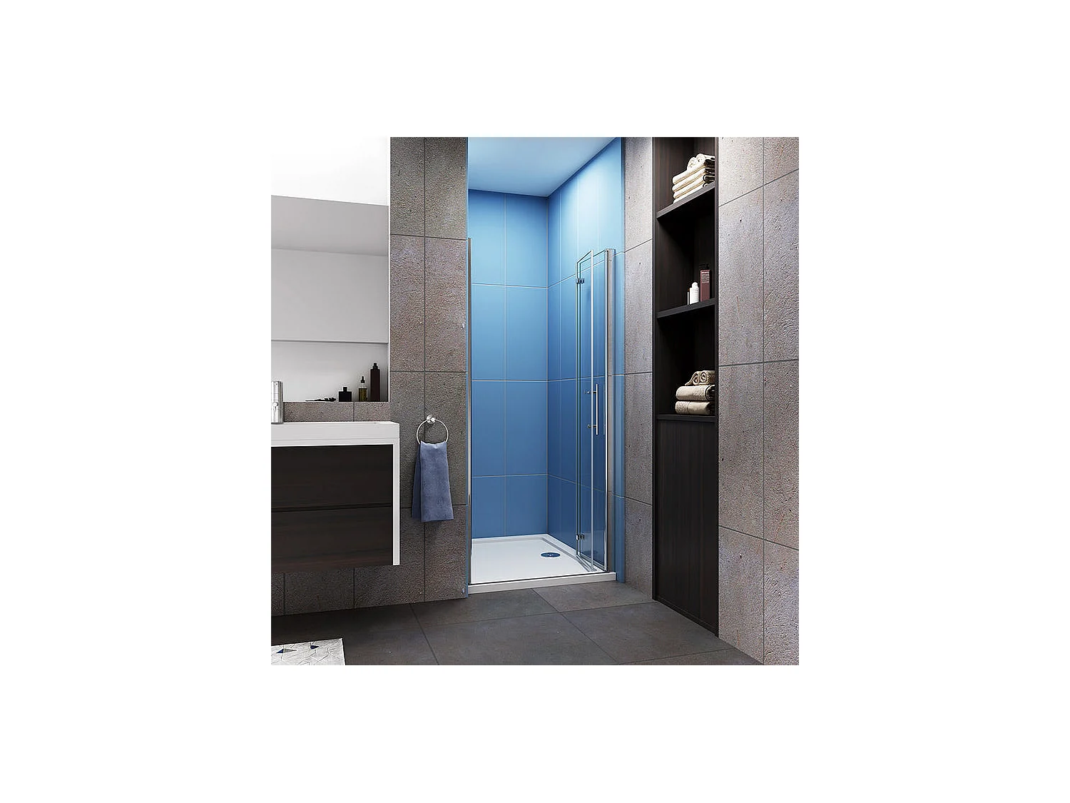 Porte de douche pivotante et pliante porte de douche 90x185cm en 6mm verre trempé anticalcaire