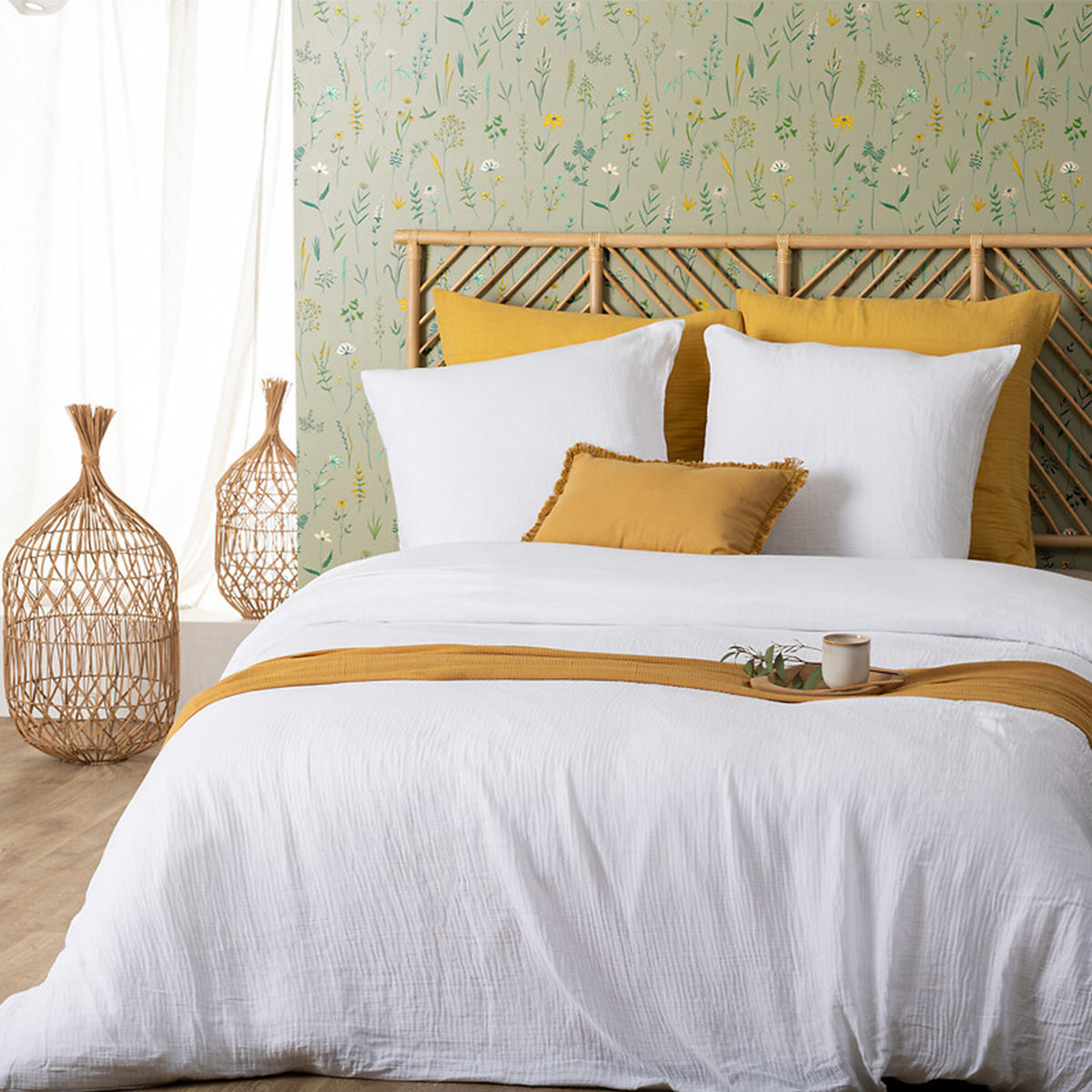 Bed linen set "Flora" White, 260x240 cm