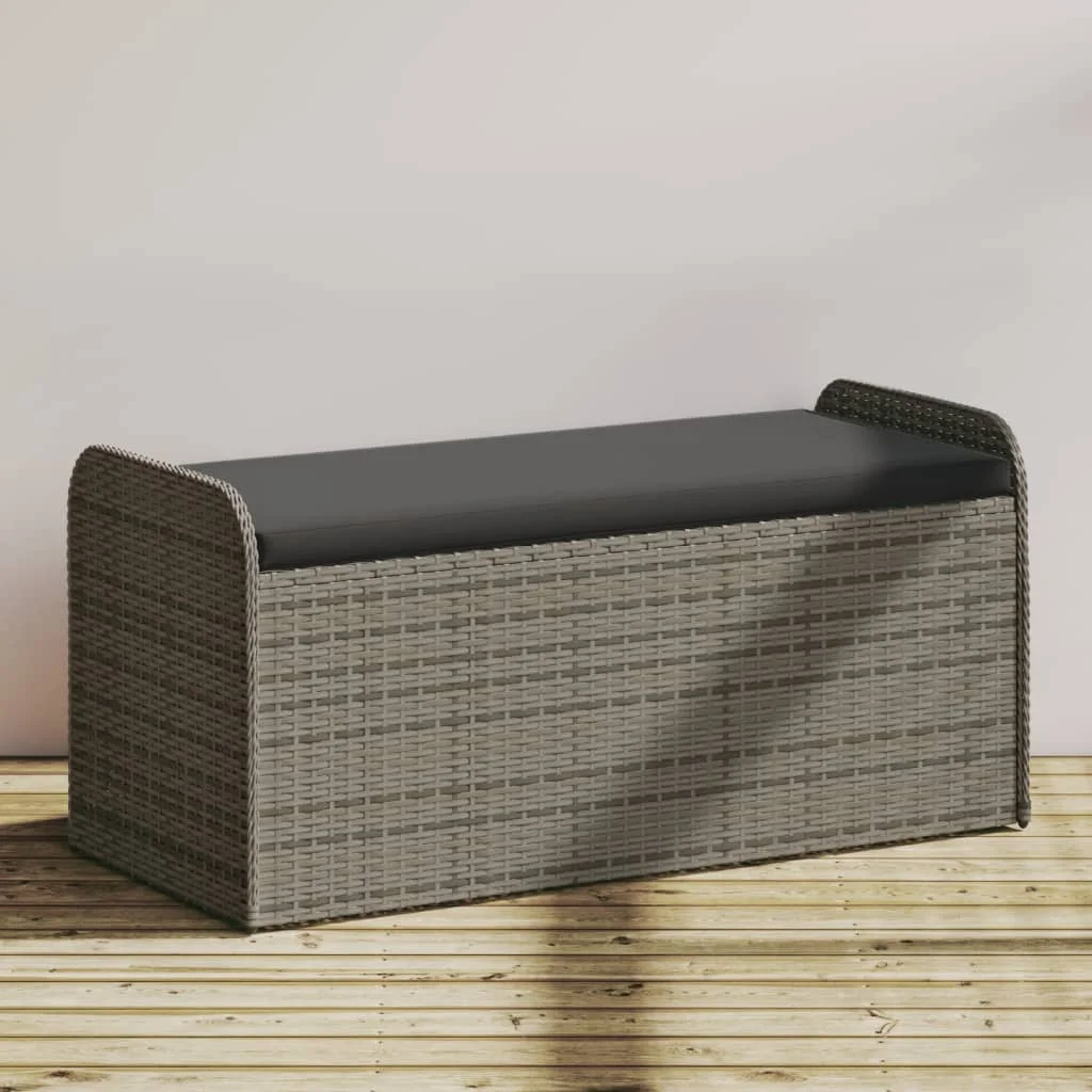 vidaXL Storage Bench with Cushion Outdoor Garden Seat Furniture Poly Rattan - Image 58
