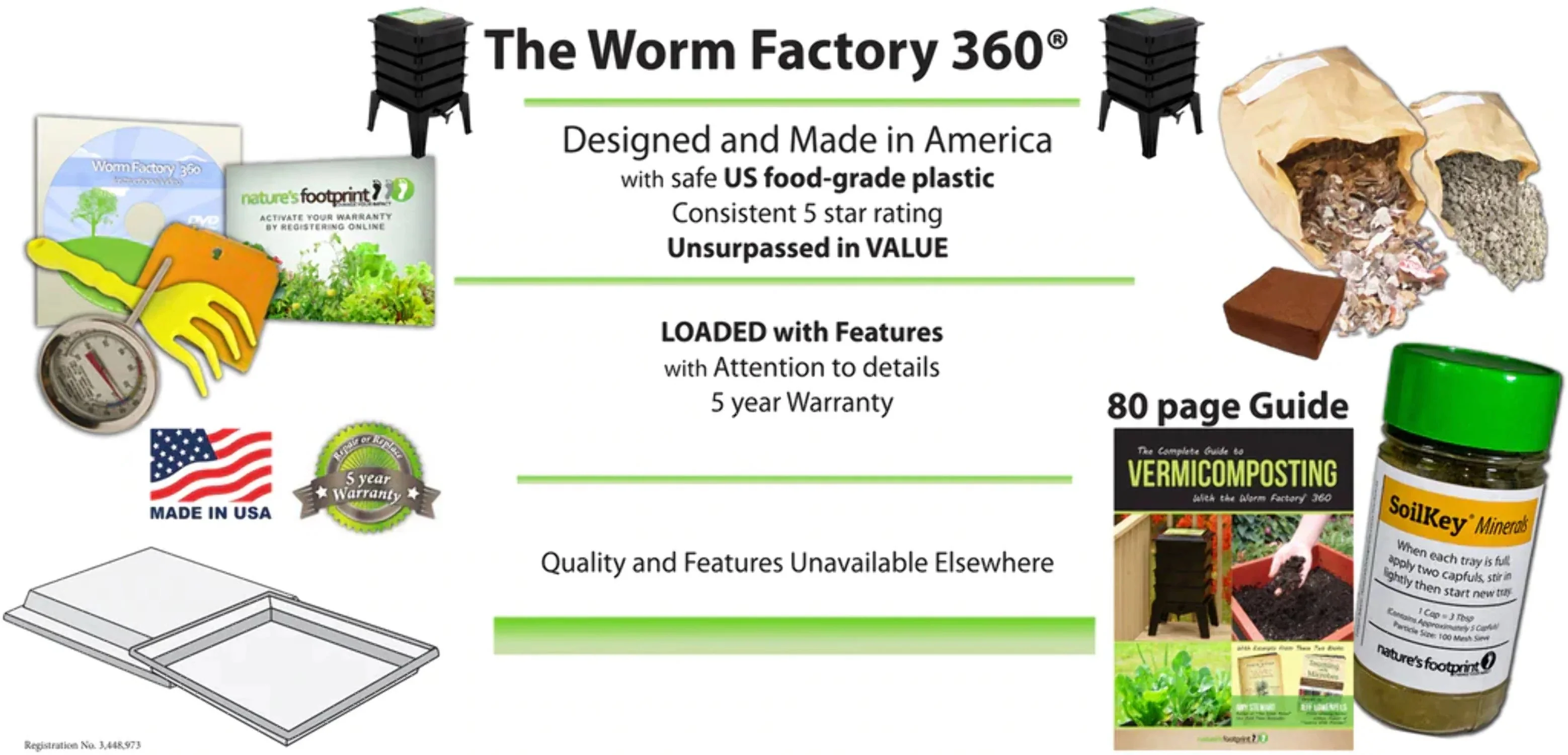 Nature's Footprint Composter Bin, 4 Trays, Black - Worm Factory 360 - Image 3 Nature's Footprint Composter Bin, 4 Trays, Black - Worm Factory 360 - Image 3