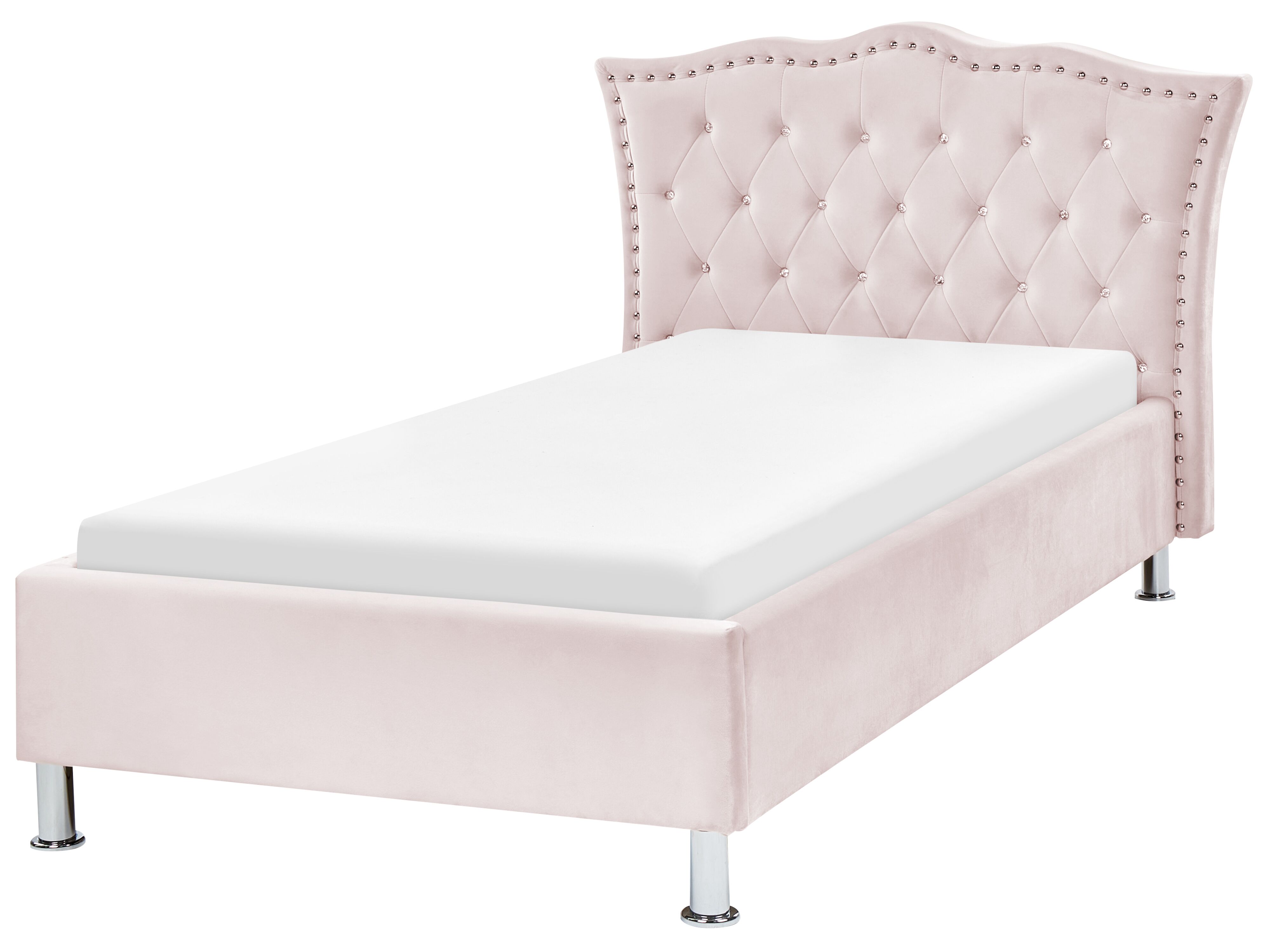 Bed Velvet METZ 90 x 200 cm (EU Single) Pastel Pink
