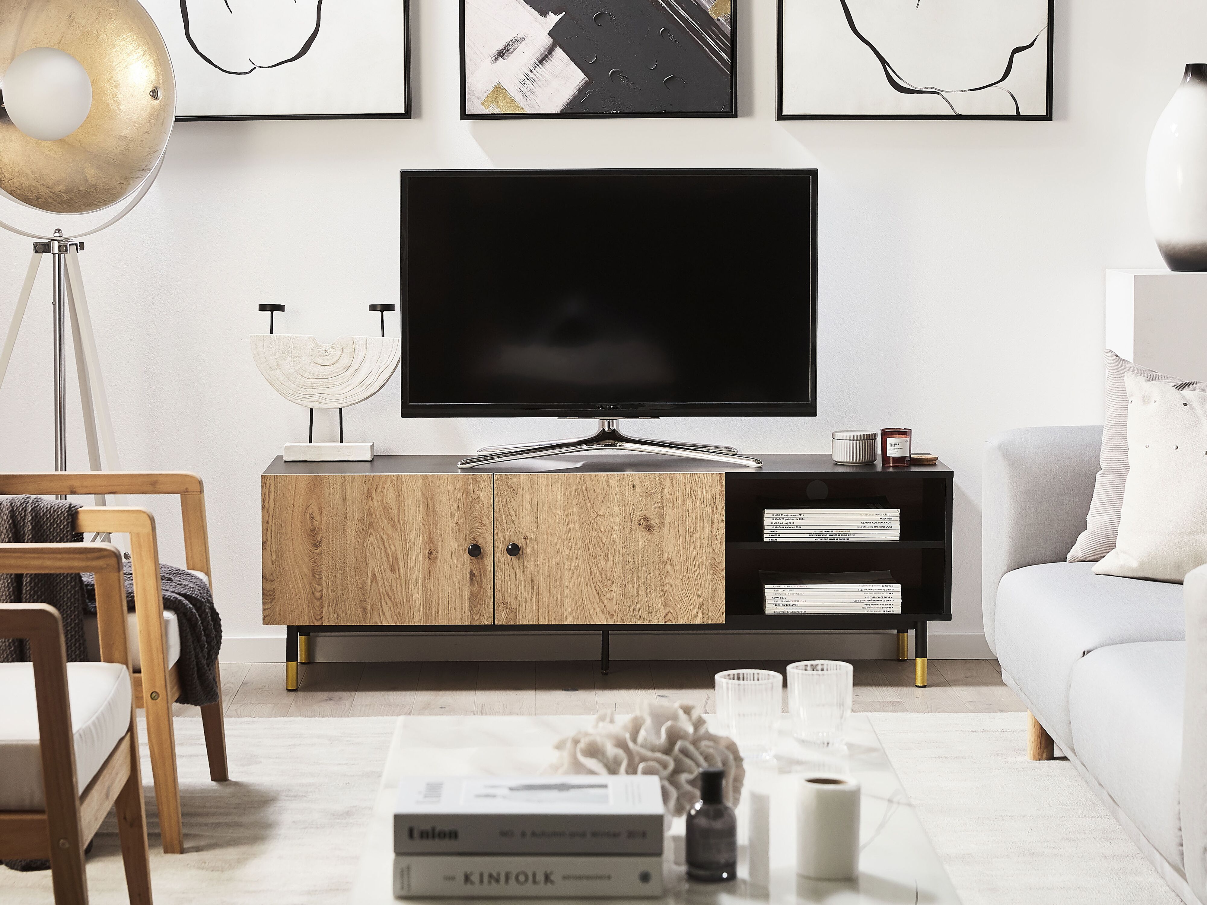 TV Stand ABILEN Brown/ Black