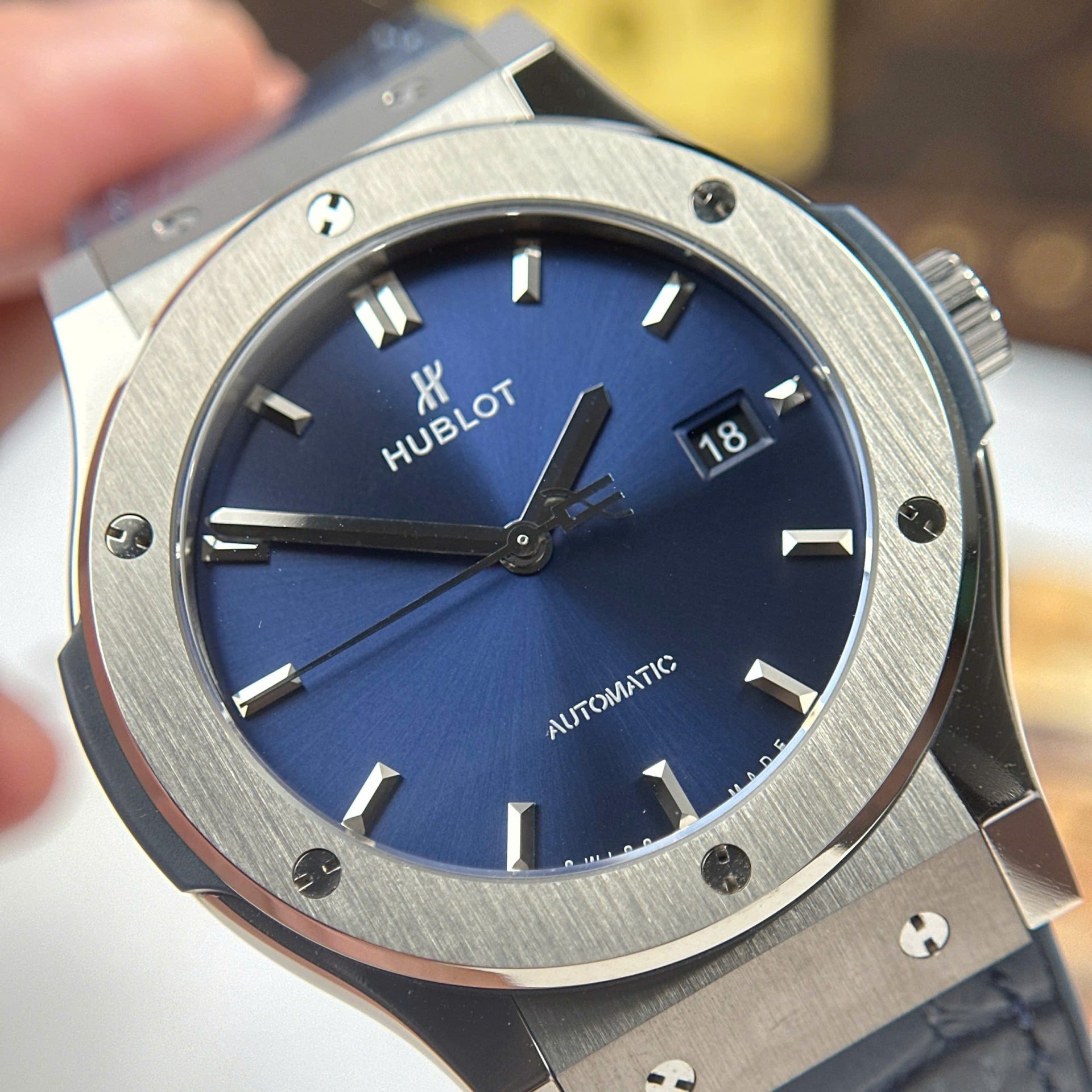 Hublot Classic Fusion Titanium Imitation Watches Blue Dial Weight 84 Grams Super Light JJZ Factory 42mm - Top club