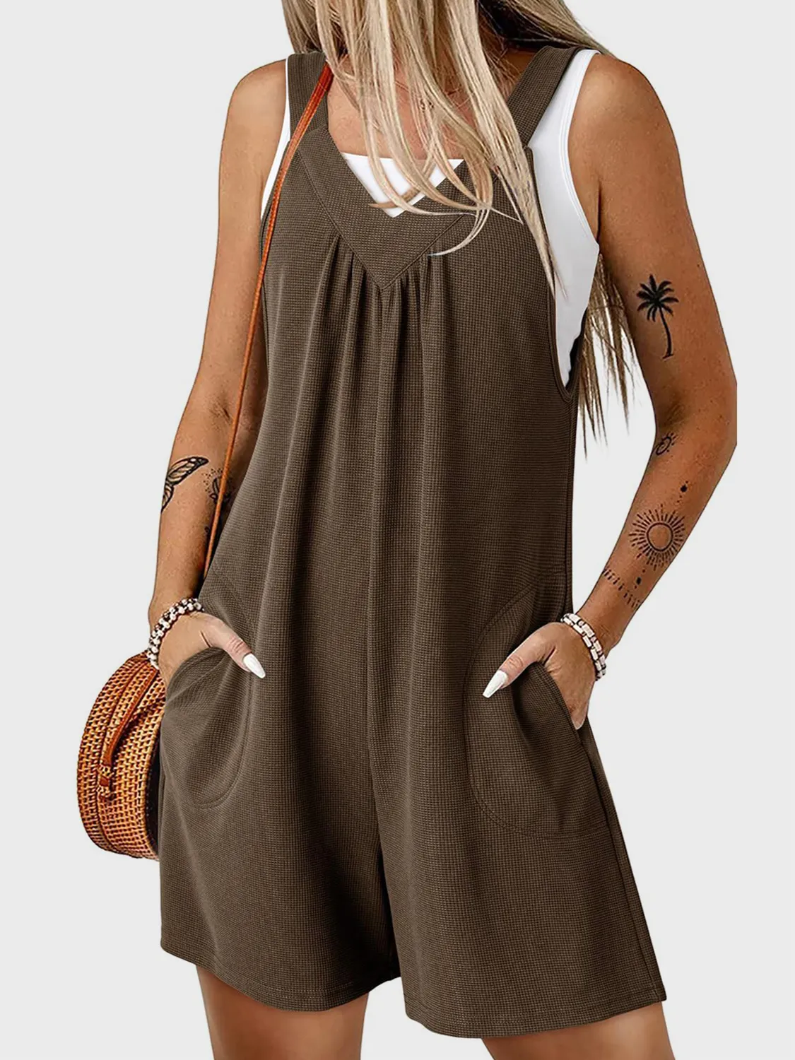 V-Neck Wide Strap Romper - ZKZOOK