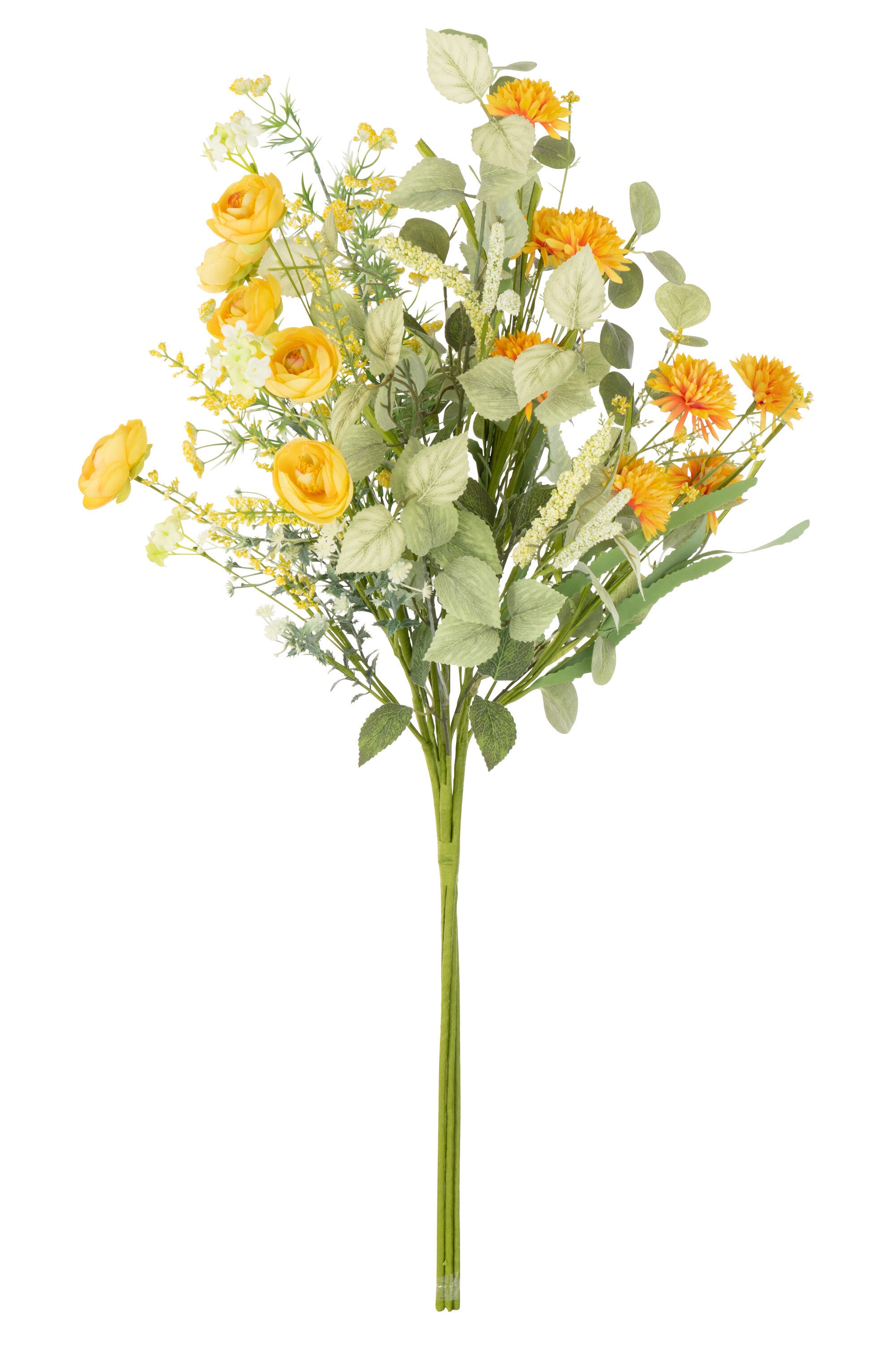 J-Line boeket Bloemen Mix - kunststof - geel