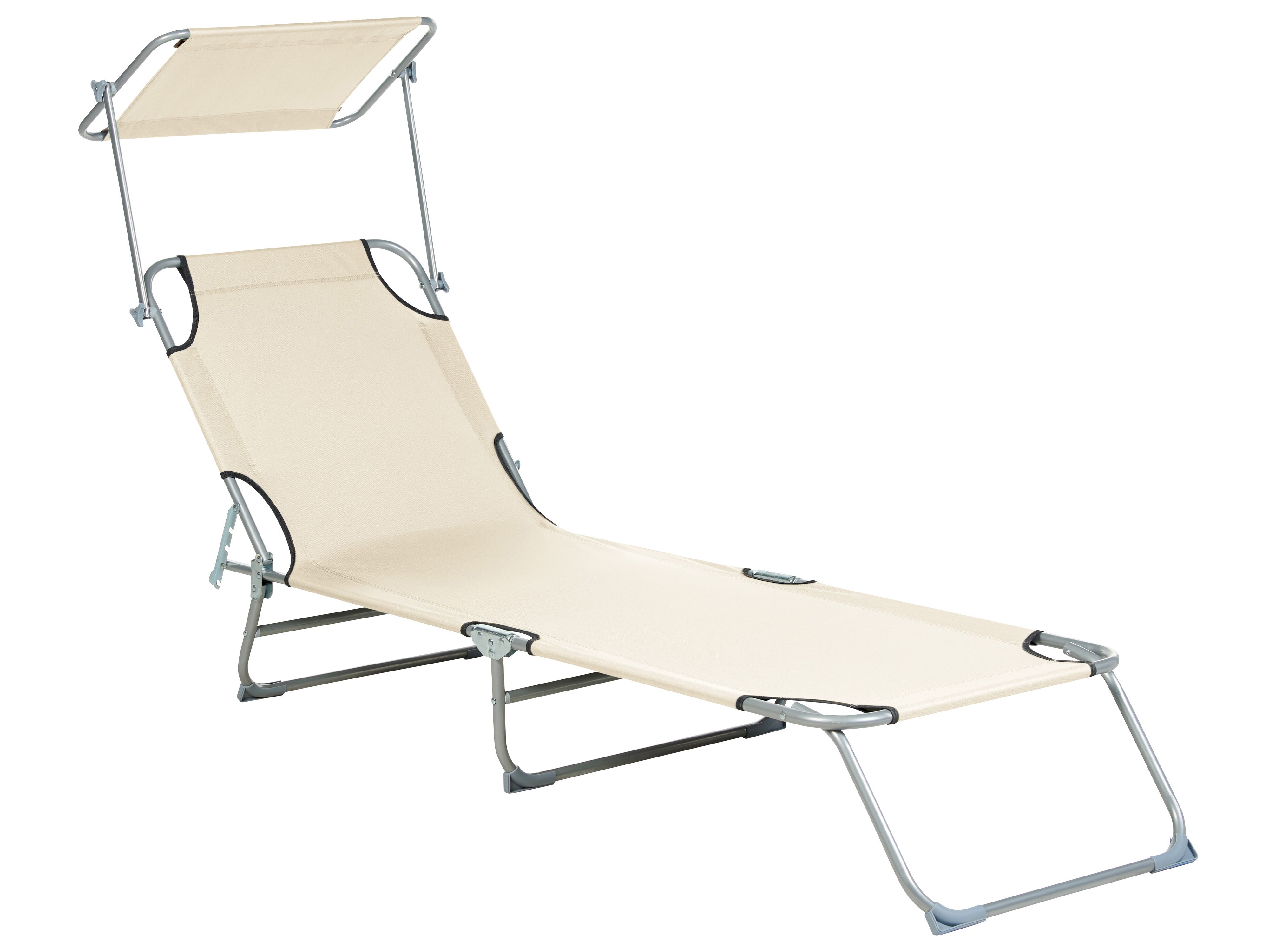 Sun Lounger FOLIGNO II Reclining Metal Light Beige Beige