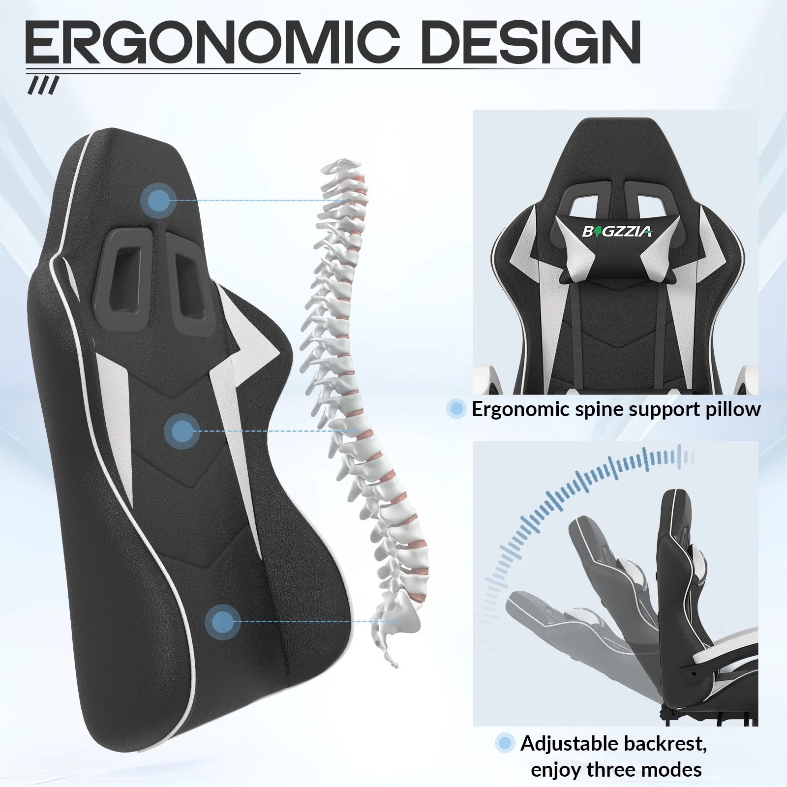 Bigzzia Gaming Chair with Footrest, Gaming Chair for Adult with Headrest and Lumbar Support,Red - Image 30