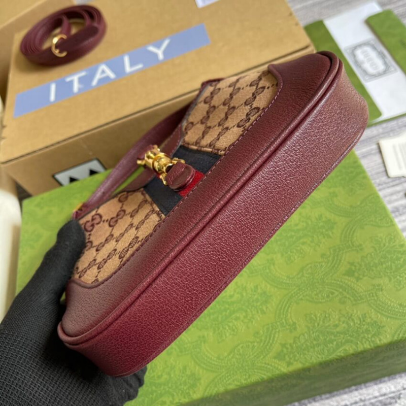 Replica Gucci Jackie 1961 Mini Shoulder Bag 637092 In Burgundy Gg Canvas1:1High-quality replica