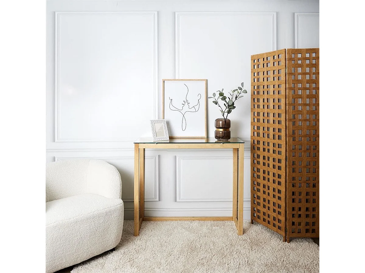 VERANE - Console Rectangulaire Plateau Verre