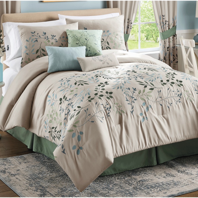 7-Piece Tranquil Embroidered Comforter Set and Window Treatments - MIDNIGHT VELVET CATALOG