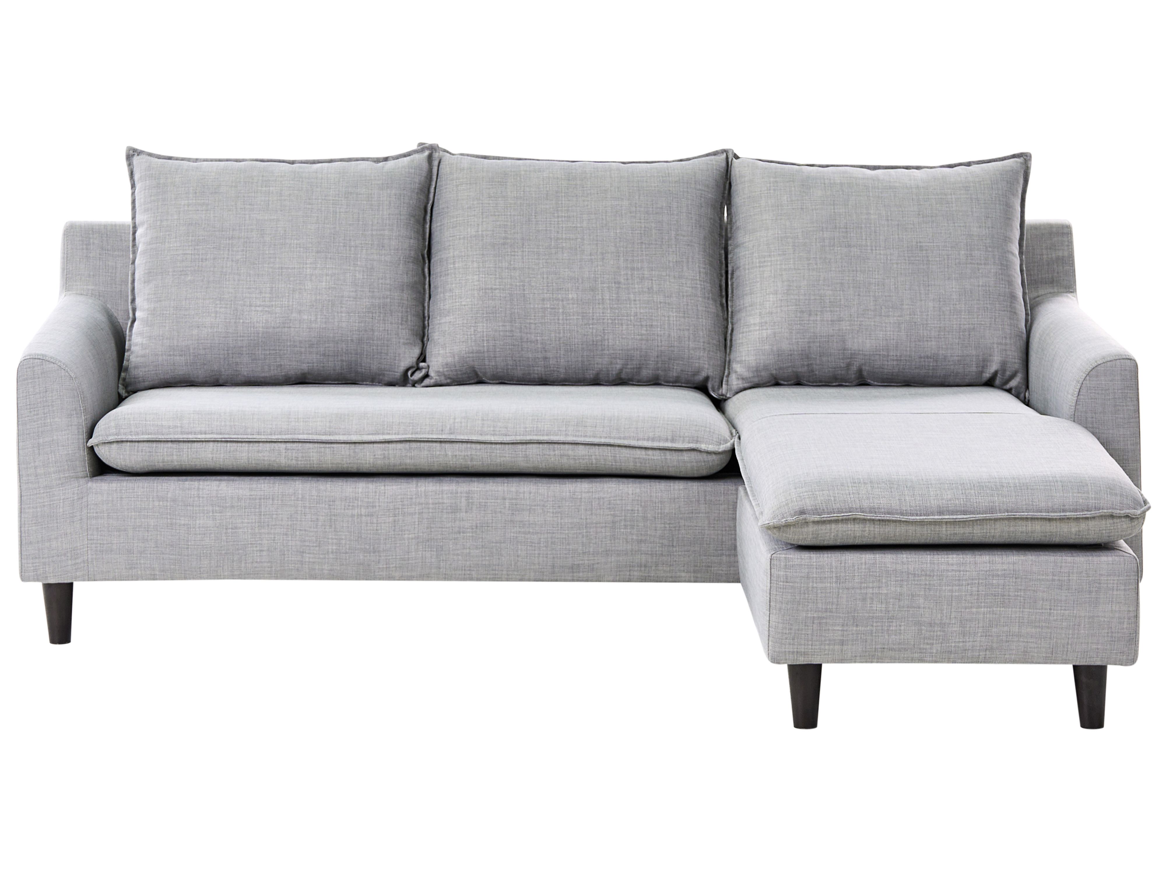 Corner Sofa 3 Seater ELVENES Fabric Light Grey Left Hand