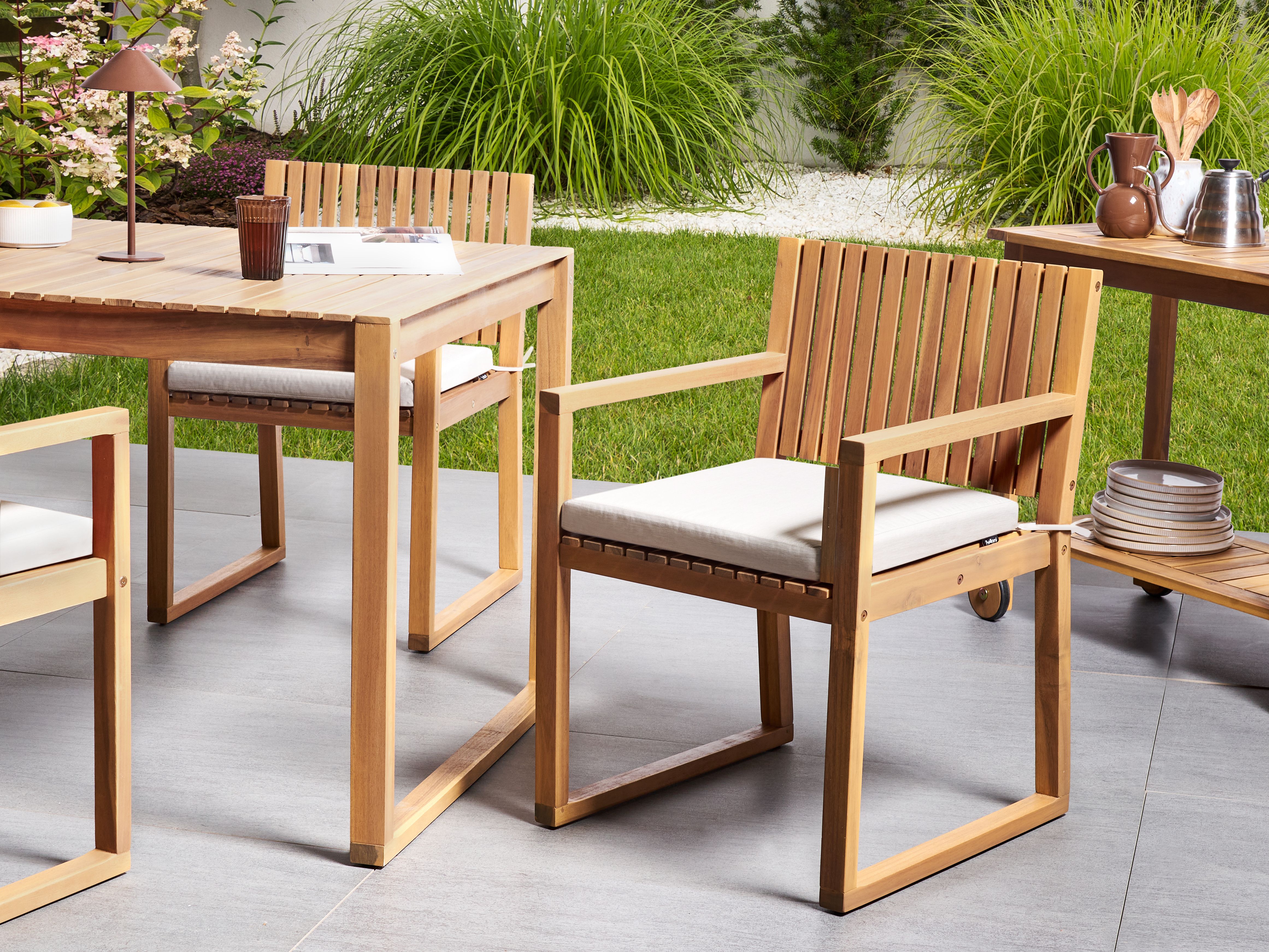 Set of 8 Garden Chair Cushions SASSARI PREMIUM 46 x 46 cm Light Beige