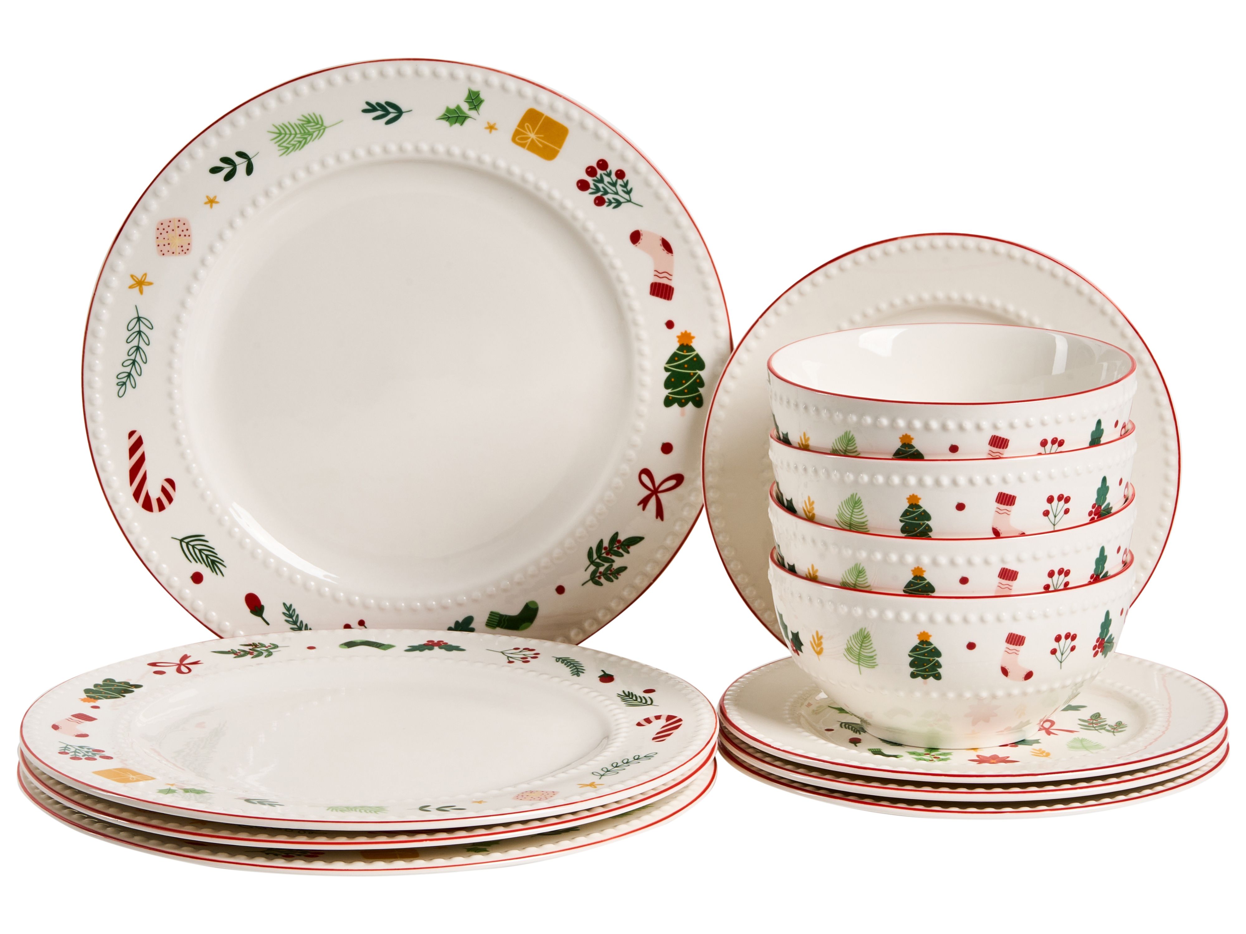 Set of 12 Dinnerware SAFFRON Porcelain White