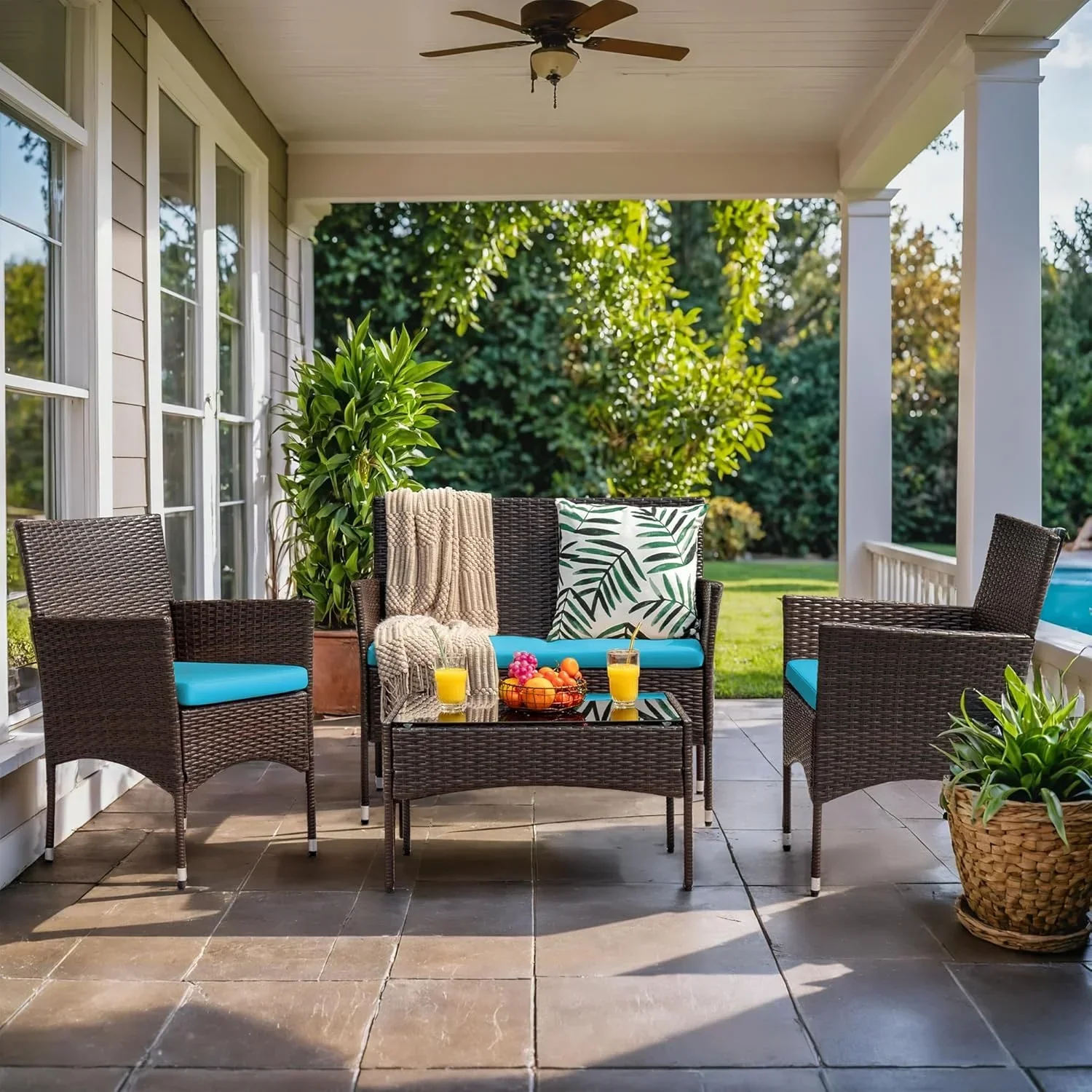 4-Piece Patio Rattan Wicker Furniture Set - T-LCRF834M18 - Image 17 4-Piece Patio Rattan Wicker Furniture Set - T-LCRF834M18 - Image 17