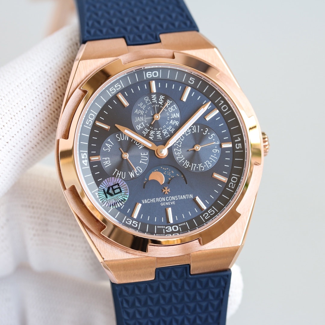 Fake Vacheron Constantin Replica Watches Overseas perpetual calendar ultra-thin Boutique Exclusive 41.5 MM PINK GOLD 4300V/220R-B509(1:1 replica) - Top club