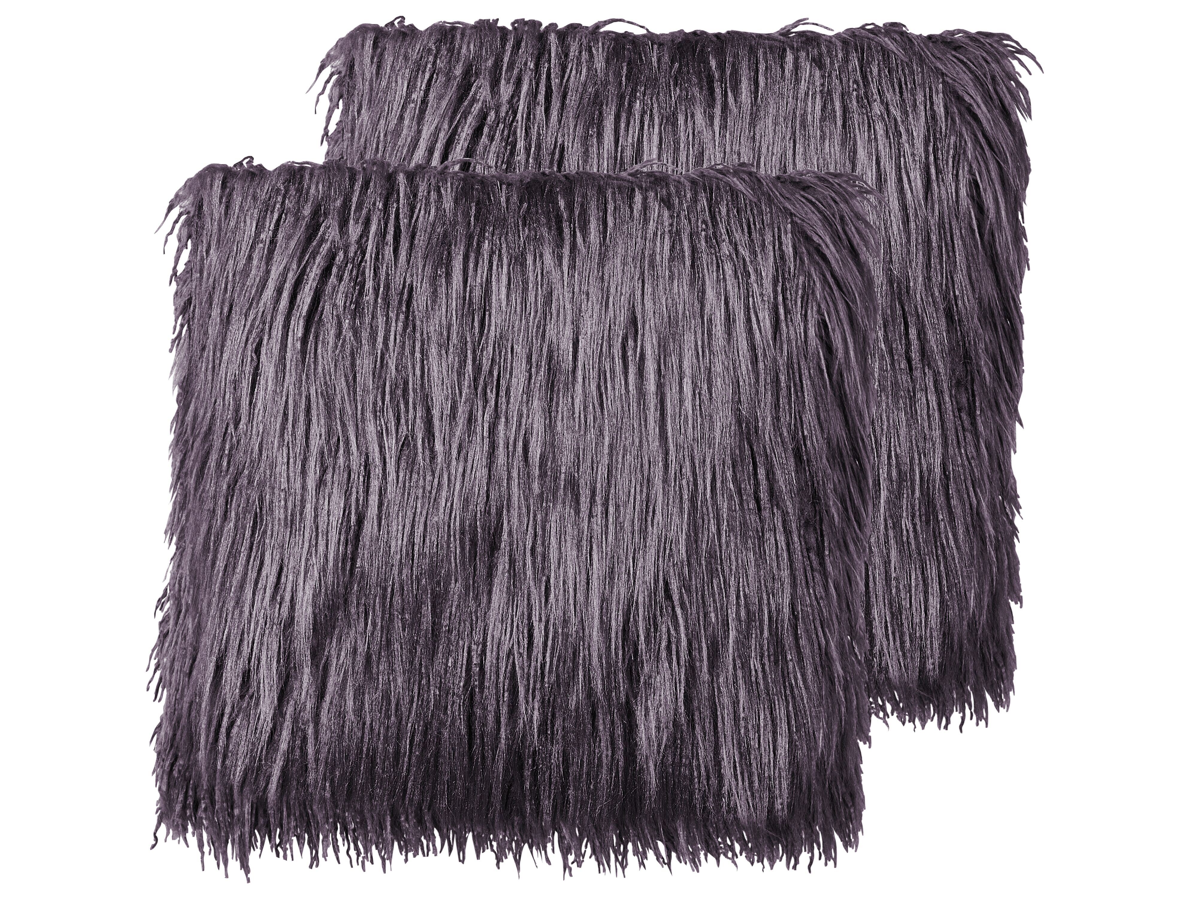 Set of 2 Decorative Cushions COROKIA Faux Fur 45 x 45 cm Dark Grey Solid