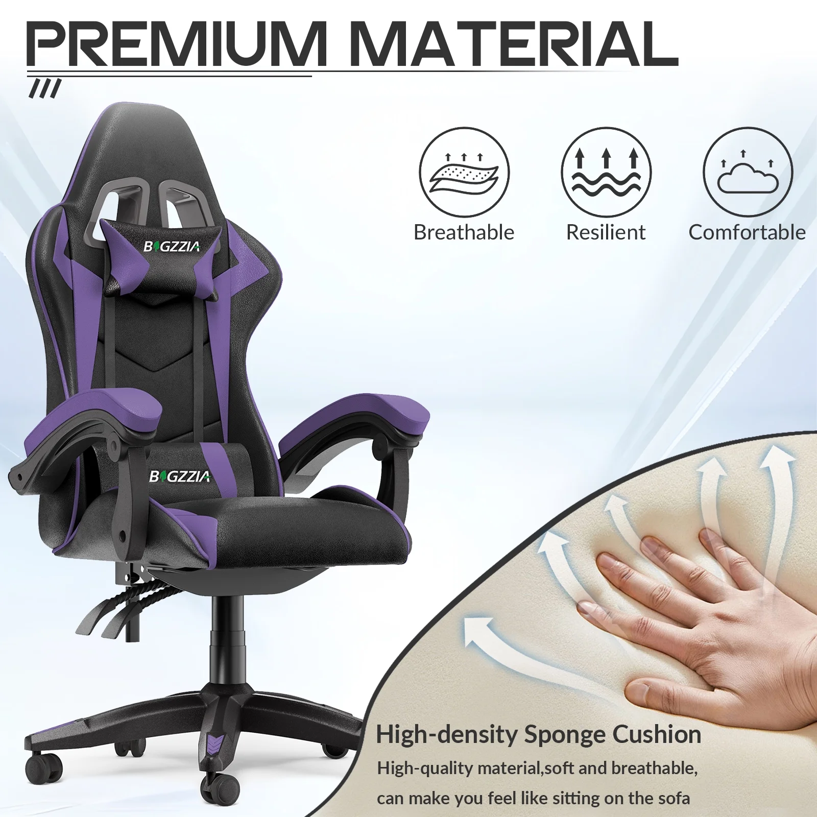 Bigzzia Gaming Chair with Footrest, Gaming Chair for Adult with Headrest and Lumbar Support,Red - Image 84