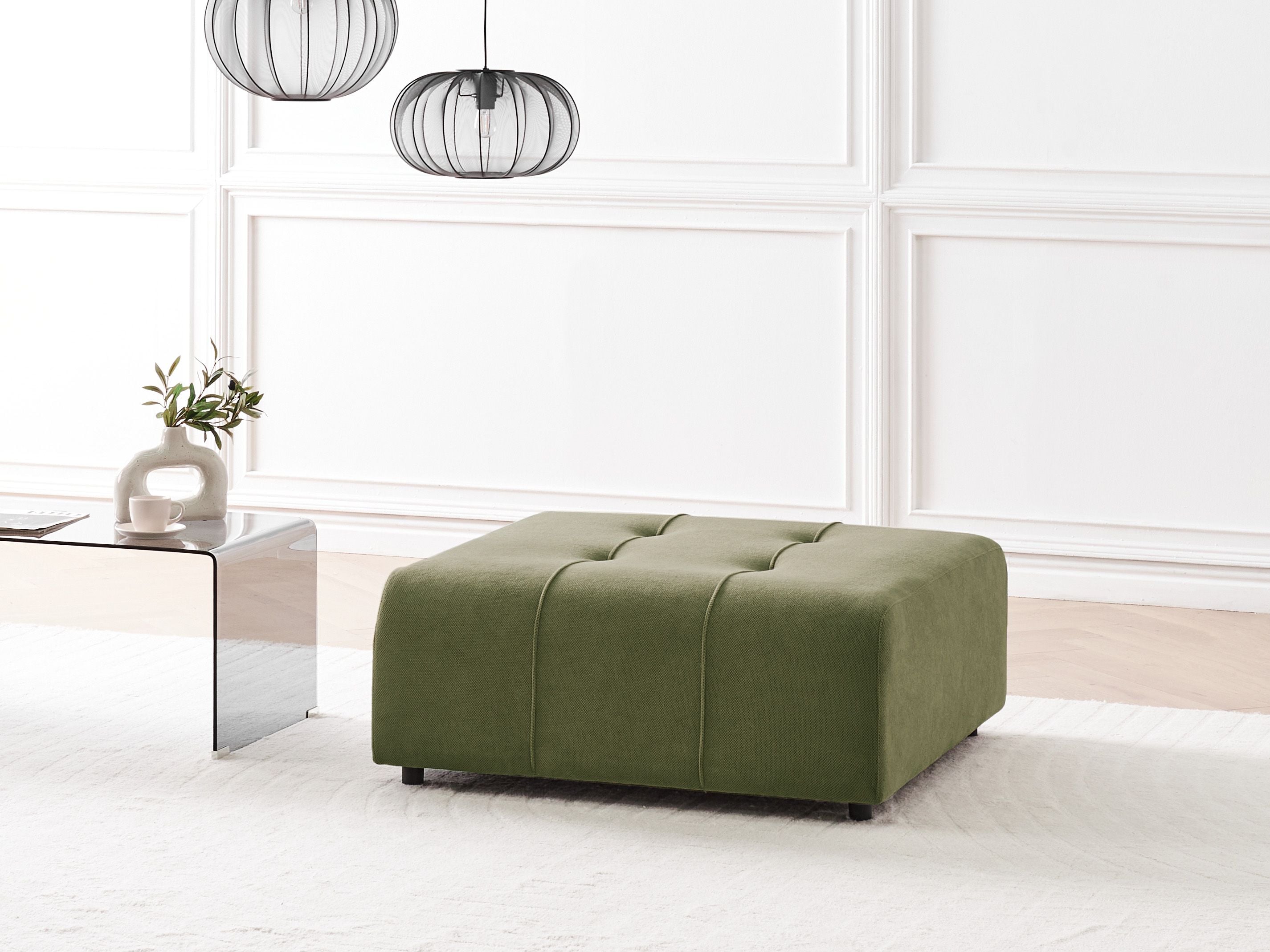 Ottoman INNVIK Fabric Green