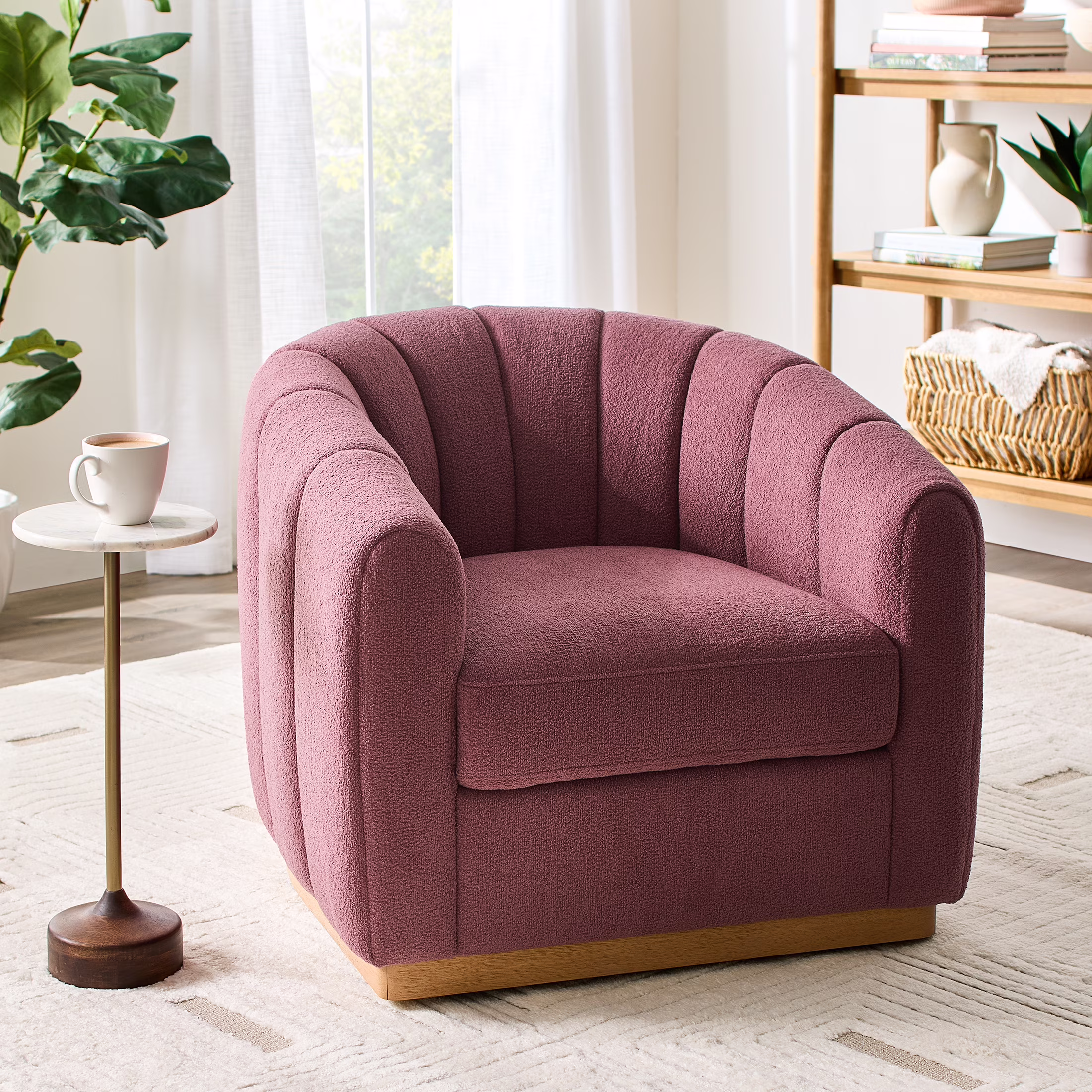 Better Homes & Gardens Lillian Accent Swivel Chair, Cream Linen - Image 5