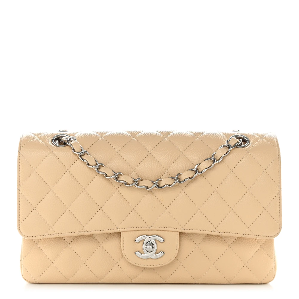 Chanel Beige Quilted Caviar Medium Flap Replica Handbags1:1High-quality replica