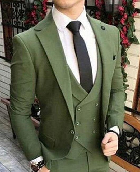 Basic Plain Lapel Collar Blazer & Blazer Vest & Pants 3pcs Set