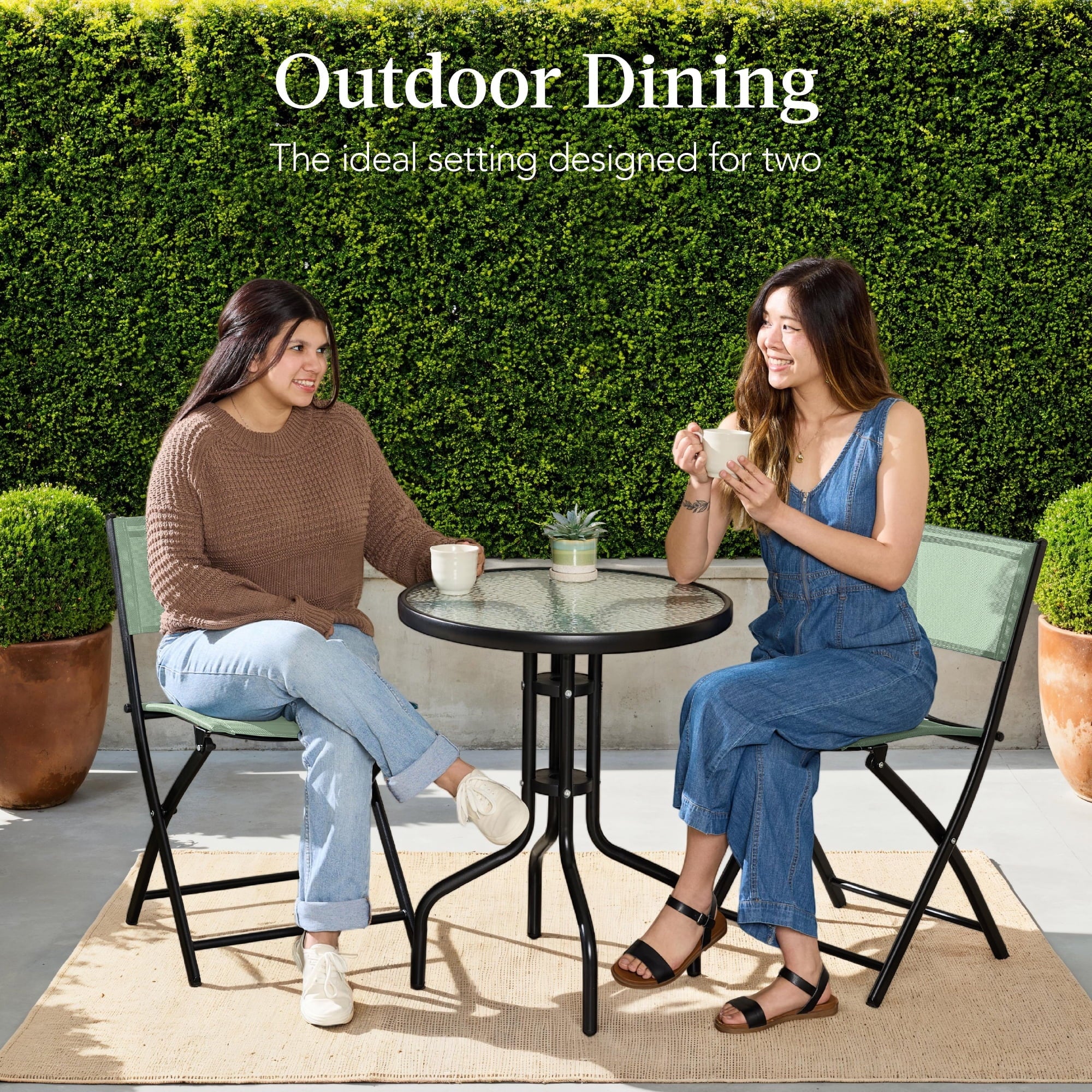 Best Choice Products 3-Piece Patio Bistro Dining Set With Glass Tabletop And Folding Chairs - Gray - Image 59 Best Choice Products 3-Piece Patio Bistro Dining Set With Glass Tabletop And Folding Chairs - Gray - Image 59
