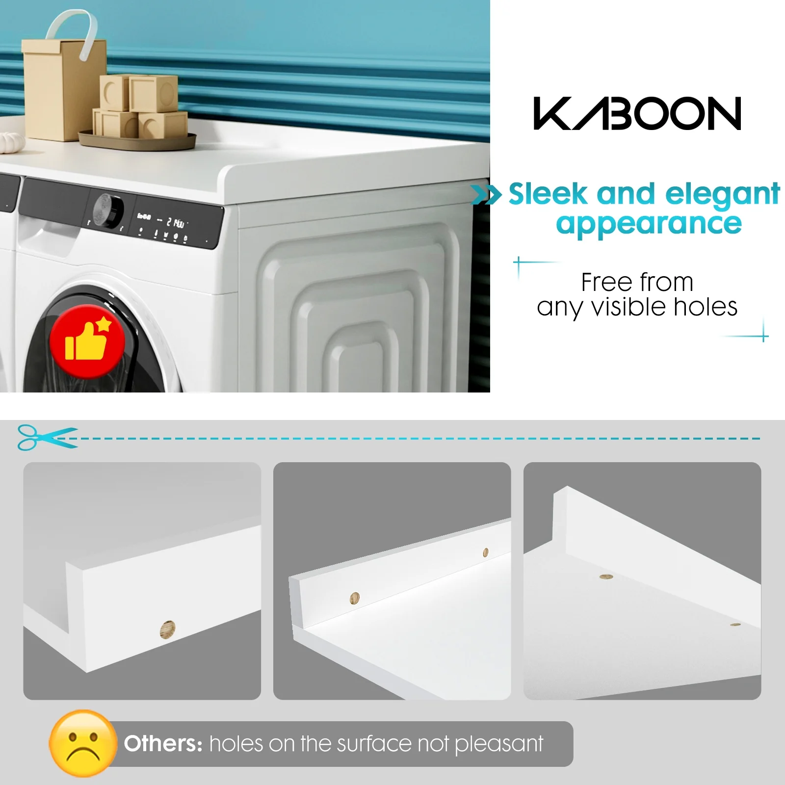 Kaboon Washer Dryer Countertop with Edge Rails, 27.5" x 54", Light Walnut - Image 59