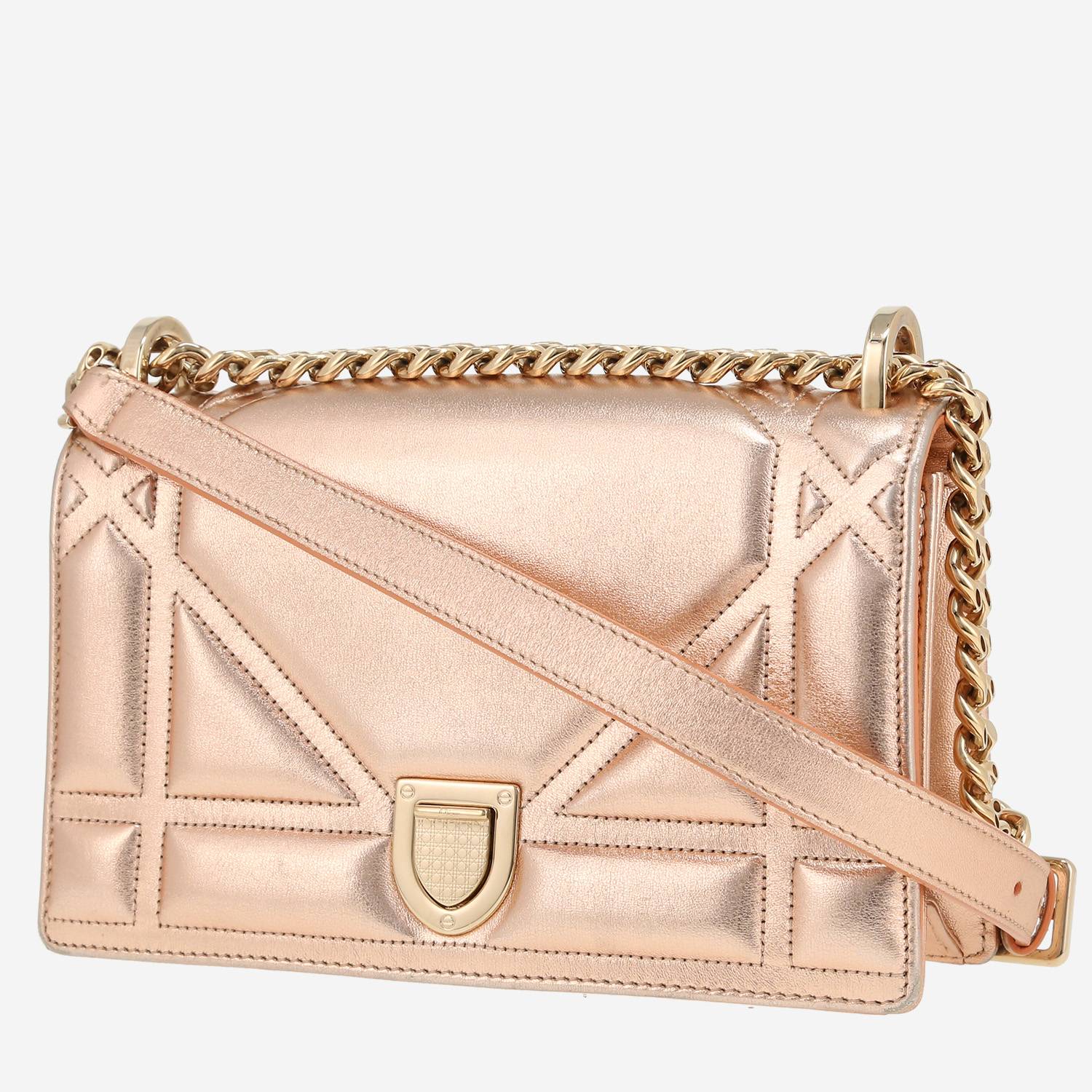 Dior Diorama shoulder bag in pink glittering leather