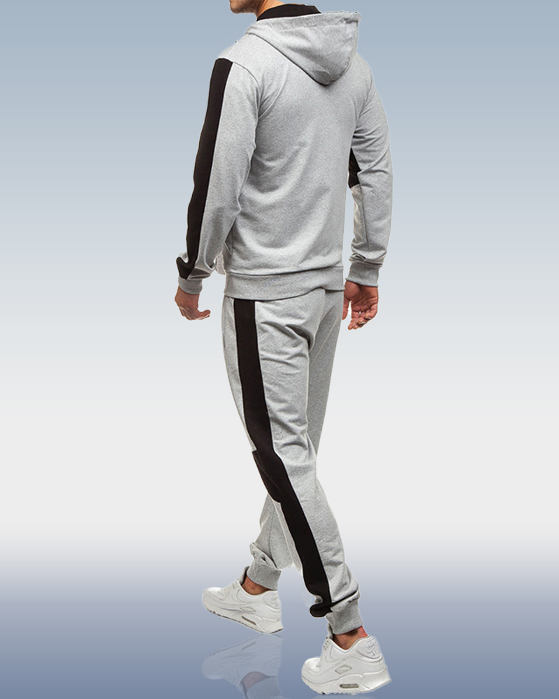 Men's Grey Zip Hoodie Two Piece