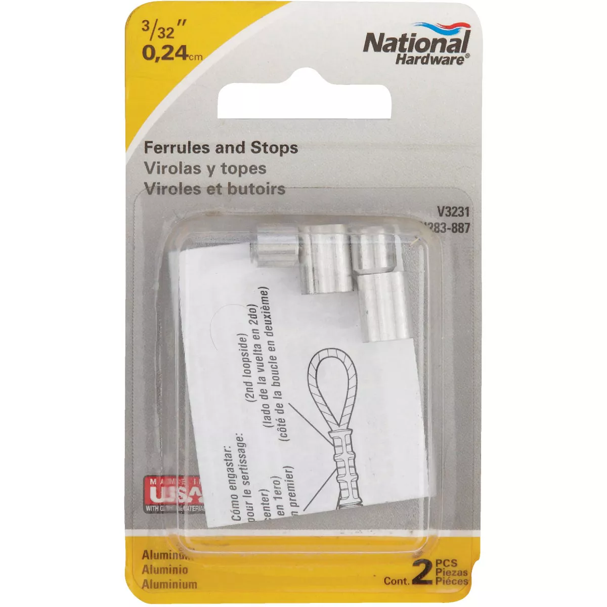 Prime-Line Cable Ferrules and Stops, 3/32