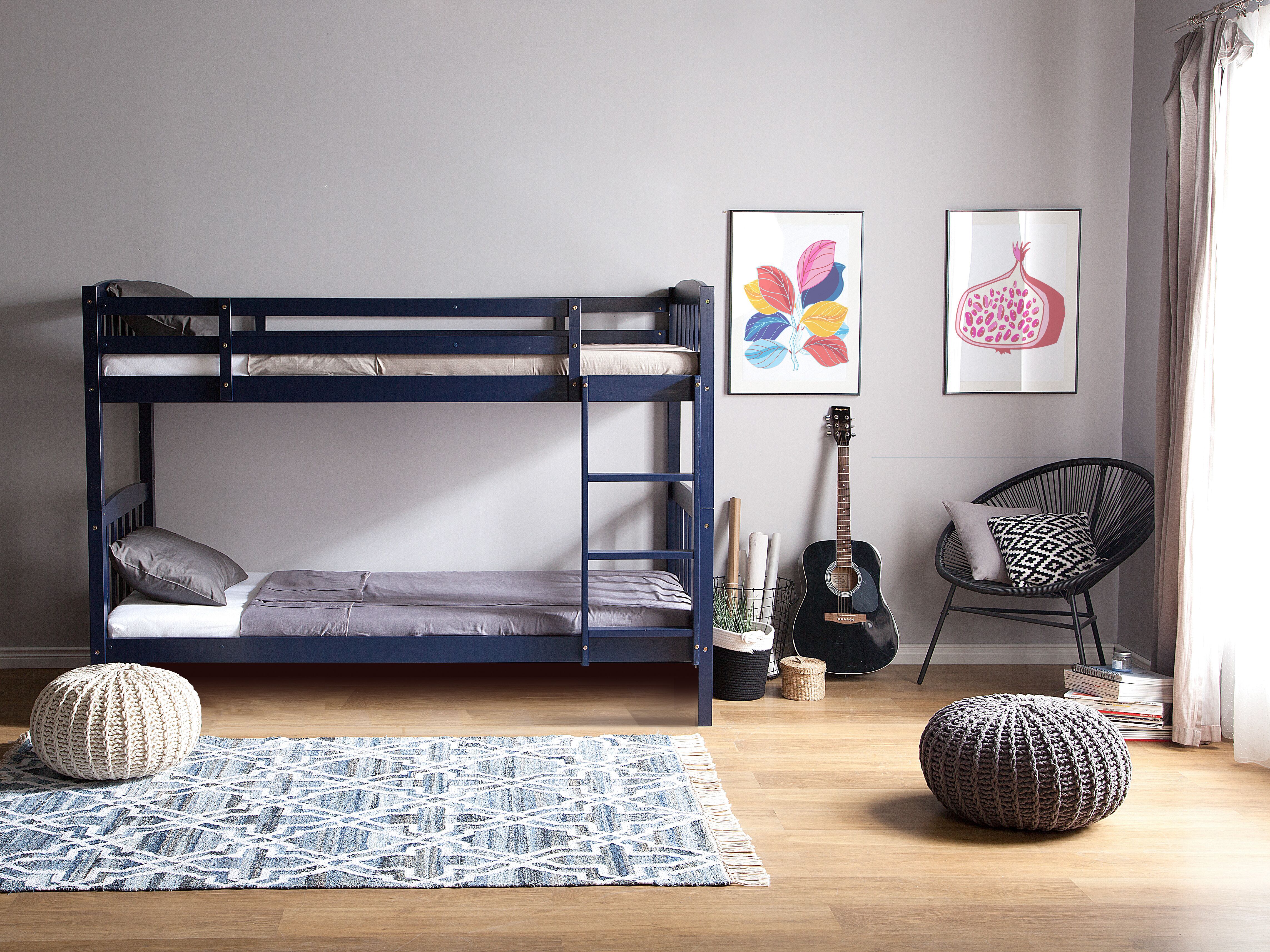 Bunk Bed Pine Wood REVIN 90 x 200 cm (EU Single) Navy Blue