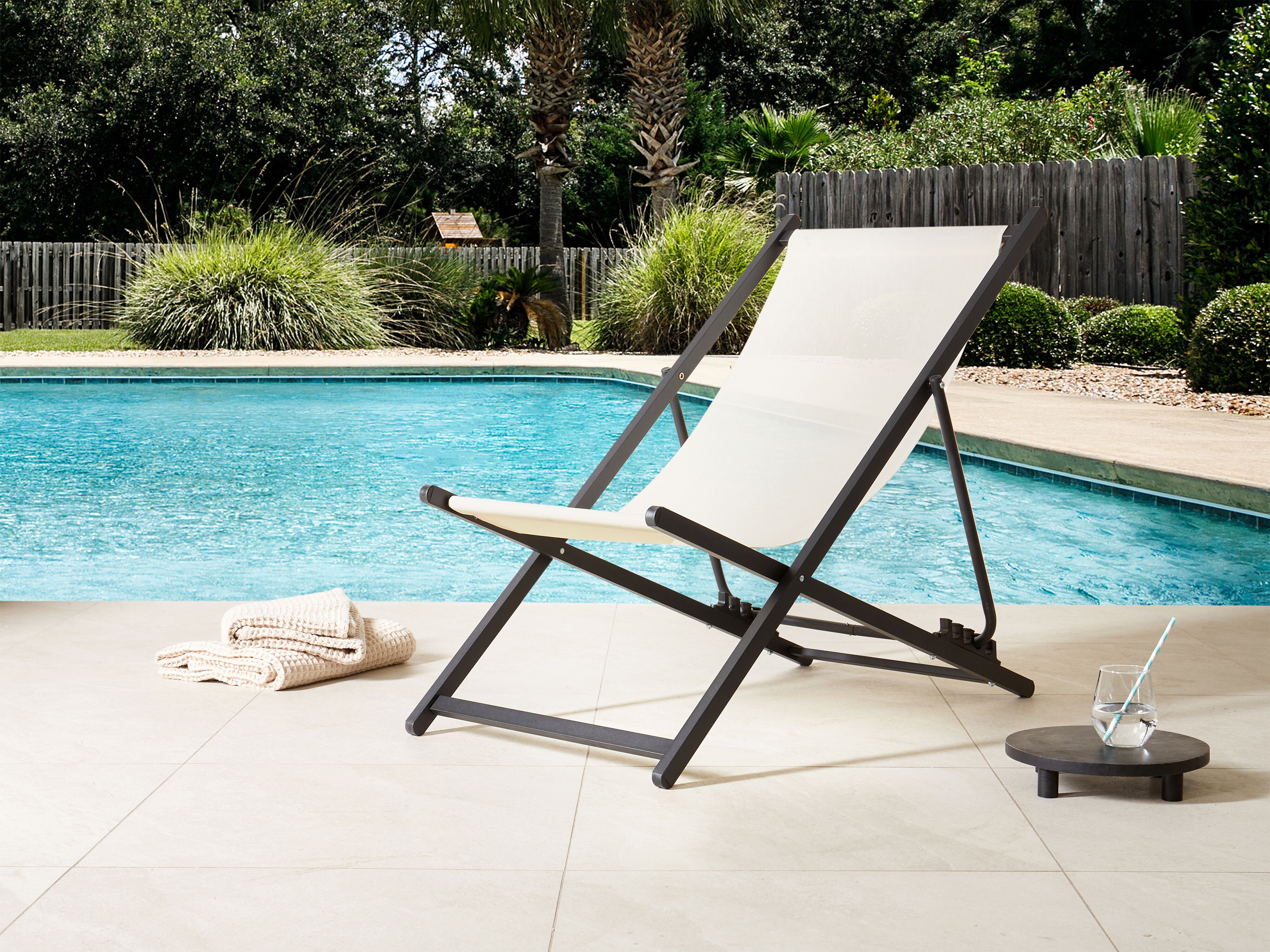 Folding Deck Chair LOCRI II Metal Light Beige