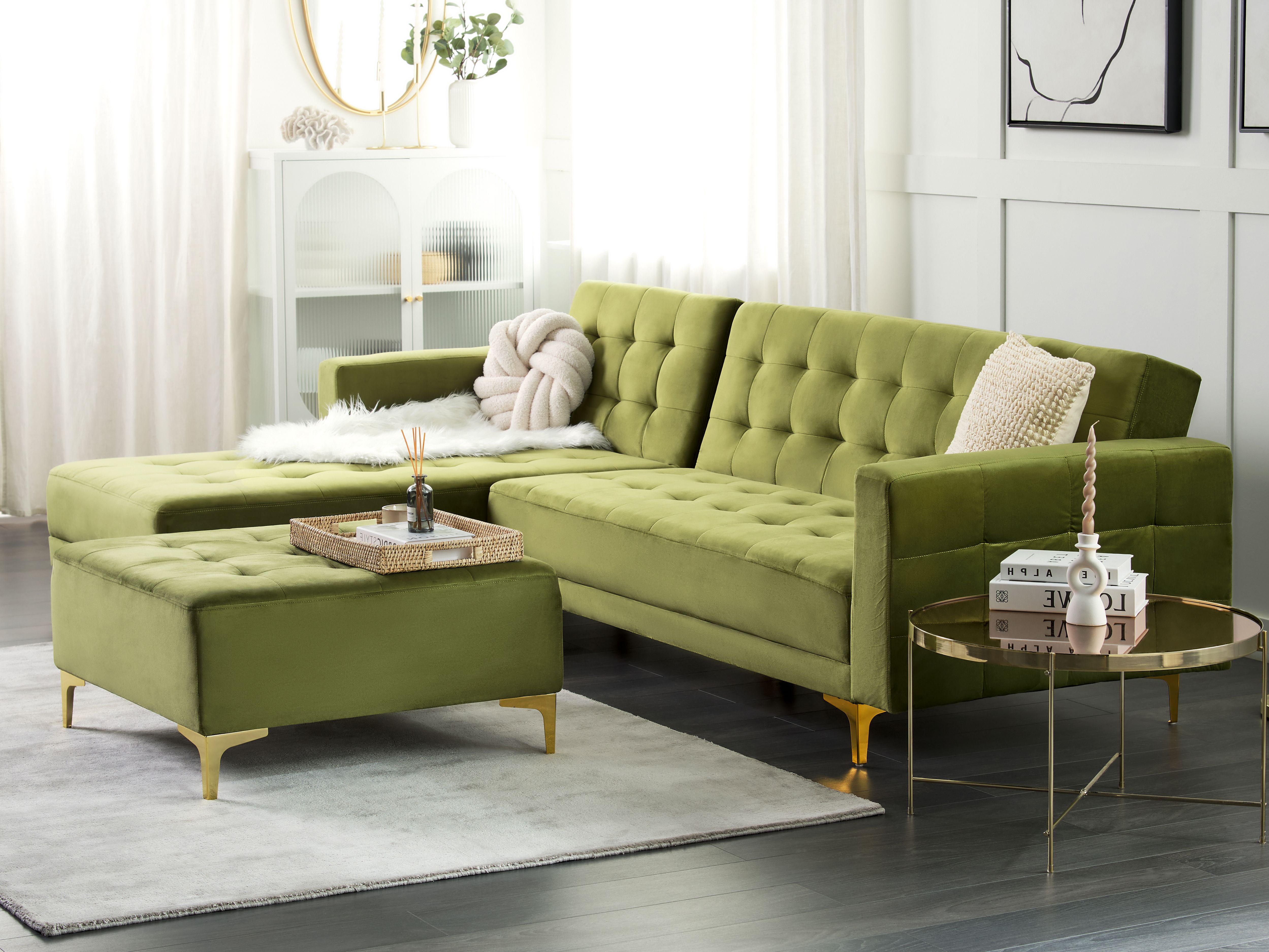 Ottoman ABERDEEN Velvet Green