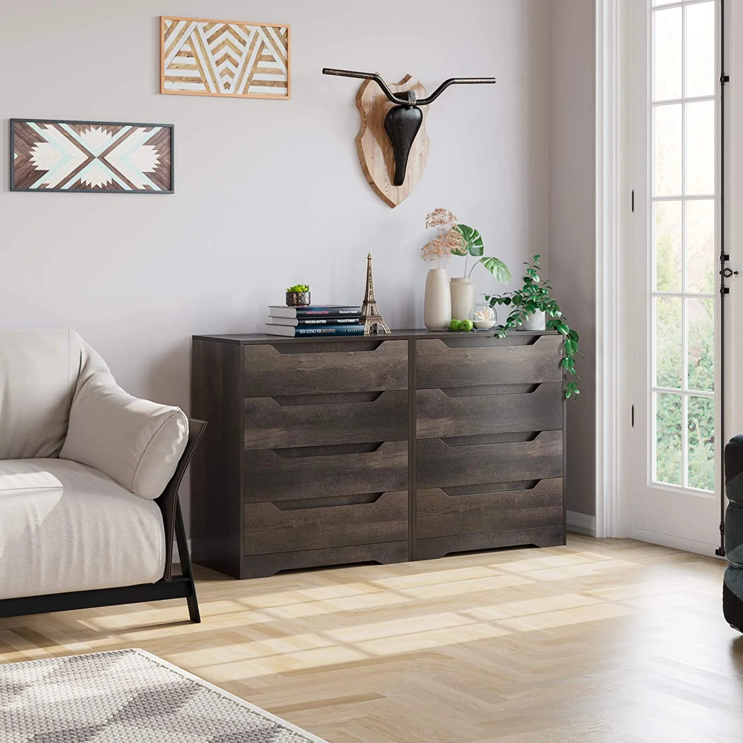 Homfa 4 Large Drawers Dresser, Modern Wood Chest of Drawers for Bedroom Hallway Living Room, White - Image 12