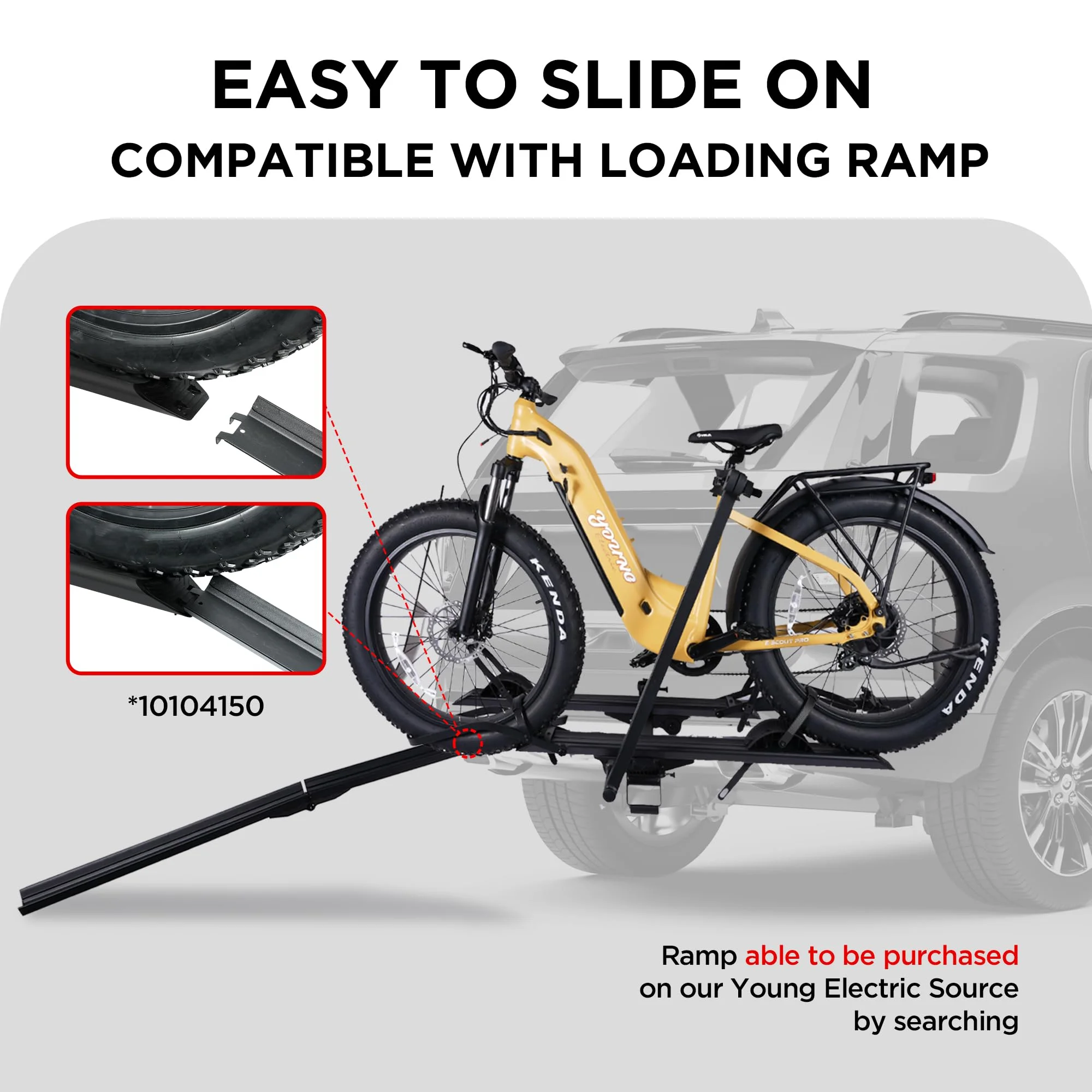 Young Electric Ebike Rack, 200lb Capacity, Alloy Steel Hitch Mount, Fits 5-Inch Fat Tire Bikes, 2-Inch Receiver - Image 53