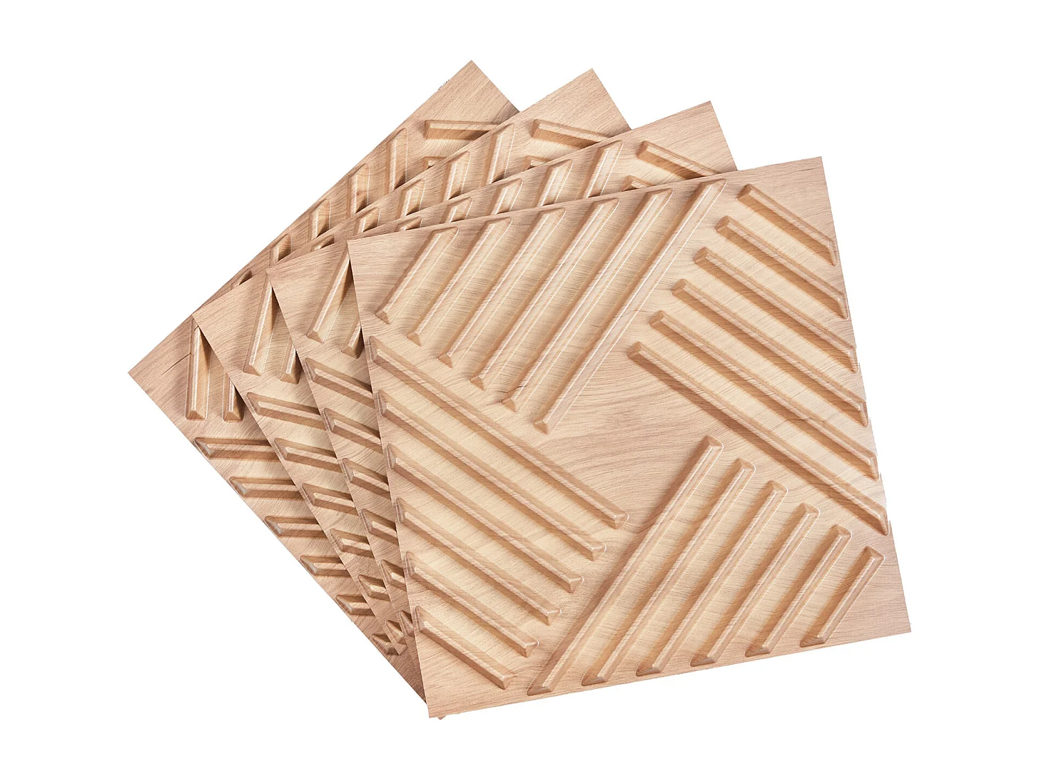 Panneaux Muraux 3D SucceBuy, Lot de 12, 50 x 50 cm, PVC  à Lattes, Couverture de 3 m², Bois Blair